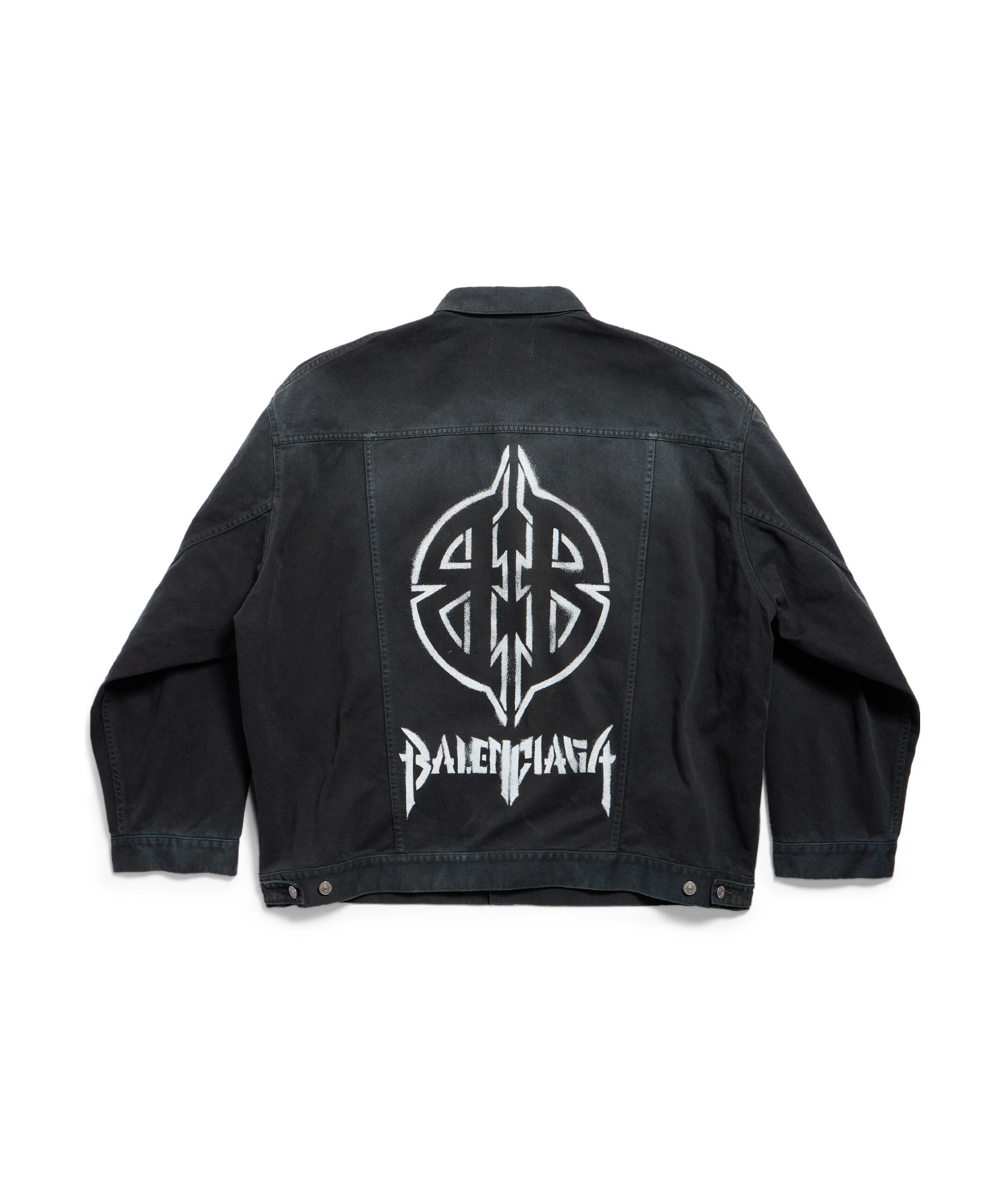Balenciaga Political Campaign-logo Oversized Denim Jacket In Black