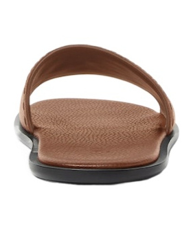 Fendi Brown Leather Slides In Brown