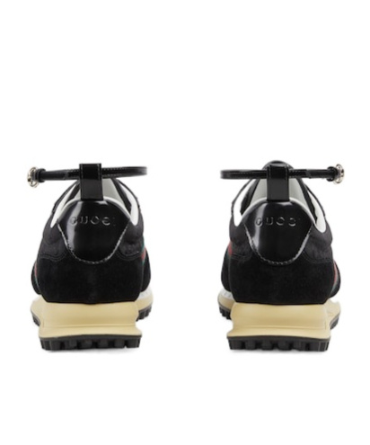Gucci Motion Sneakers With Web Stripe In Black
