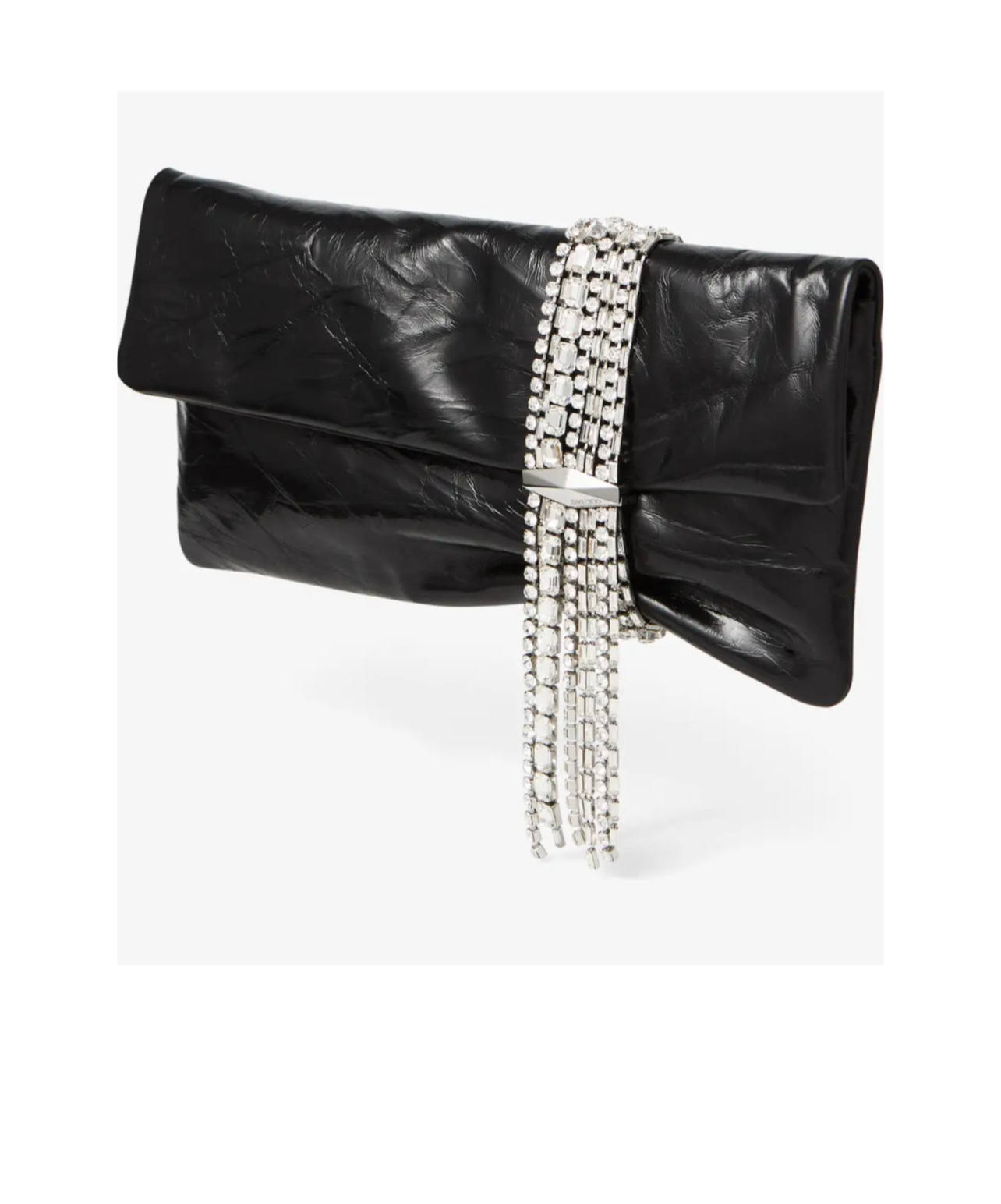 Jimmy Choo Zandra Crystal-embellished Clutch In Metallic Leather In Black