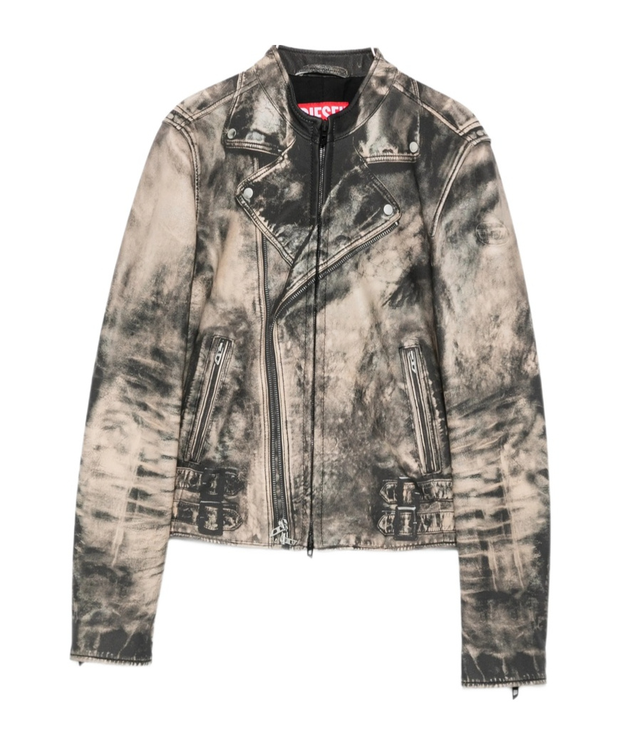 Diesel L-uxure Zip-fastening Leather Jacket In Multi