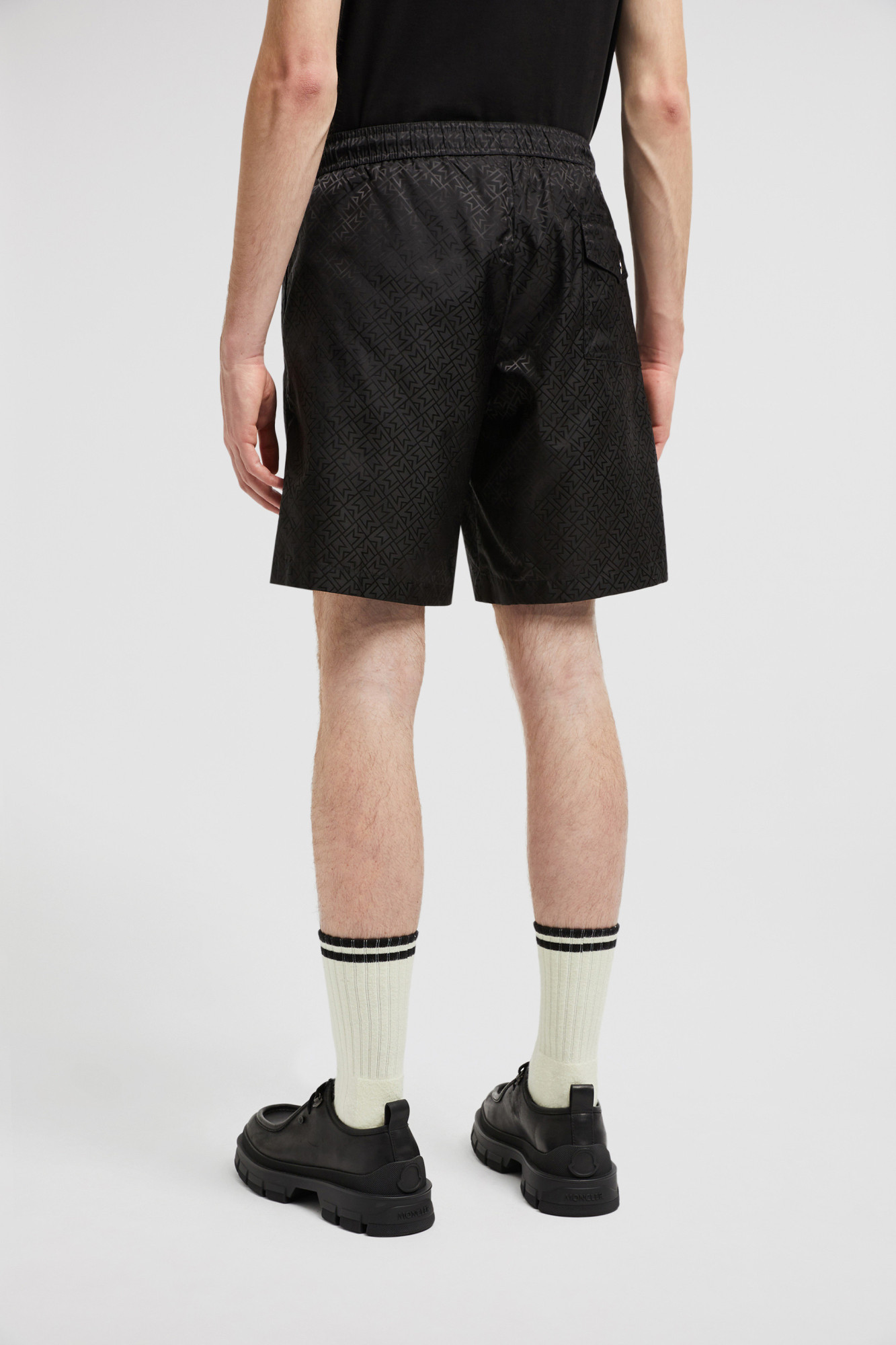 Moncler Elastic Waist Swimming Trunks In Black
