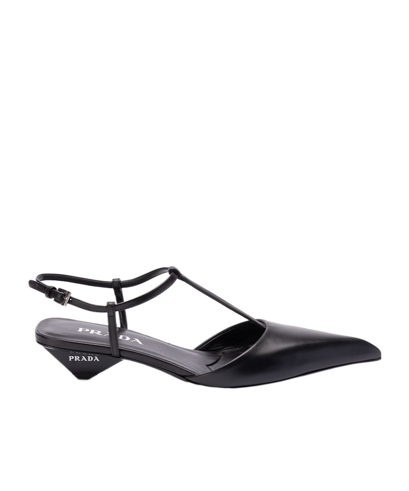 Prada 35 Calf Leather Pumps In Black