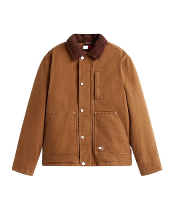 Tommy Hilfiger Teddy Lined Corduroy Collar Chore Jacket In Brown