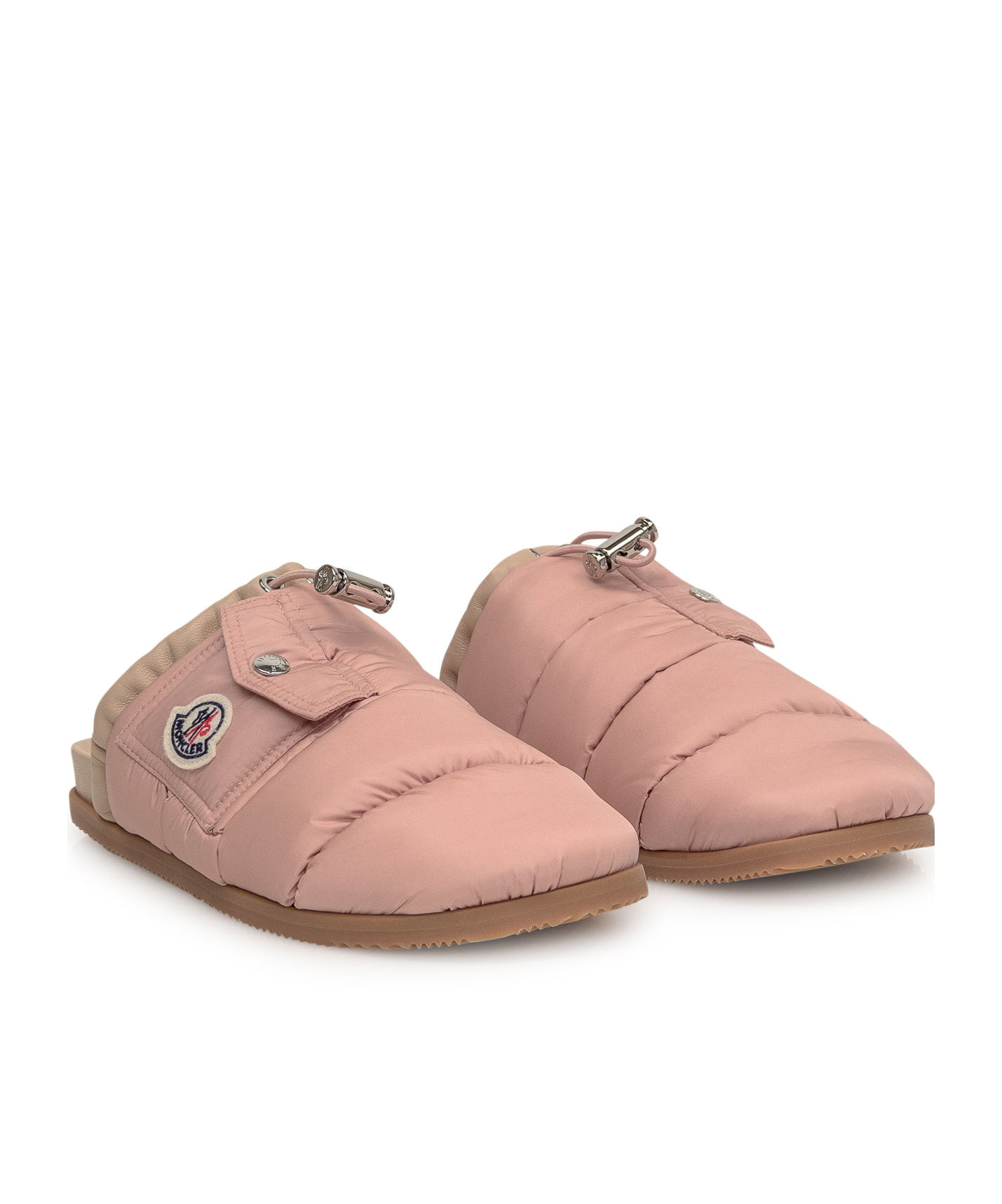 Shop Moncler Logo Slippers In Nude