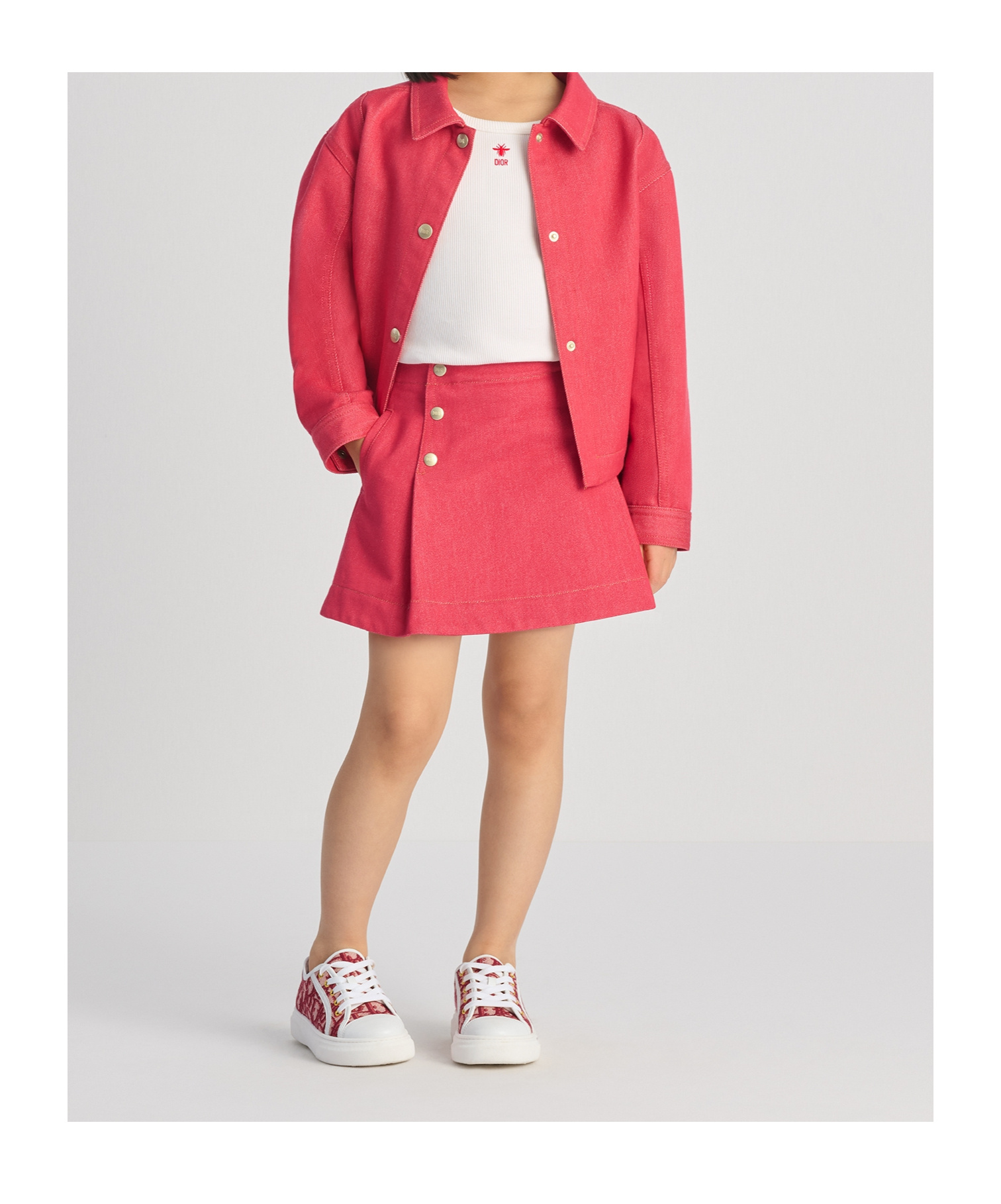 Dior Kids' Jacket In Stone Washed Raspberry Red
