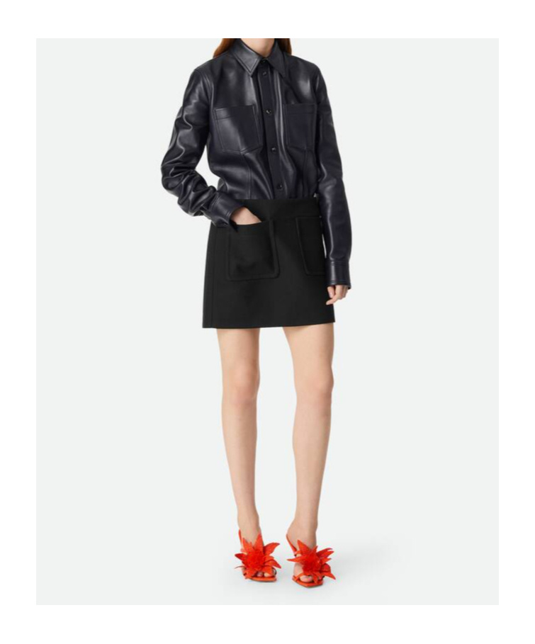 Shop Bottega Veneta Double Cotton Skirt In Black