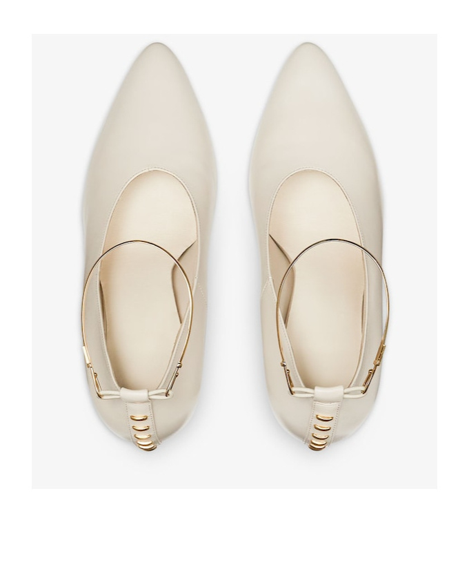 Fendi Almond Beige Pointed Pumps With Metallic Embellishments In White