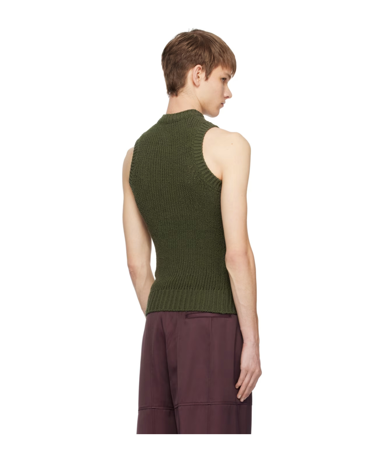 Jil Sander Sleeveless Vest With Round Neck In Green