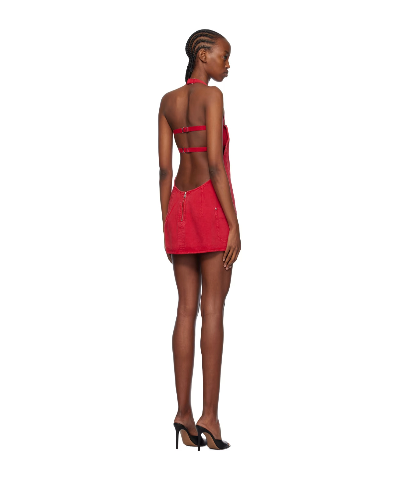 Dion Lee Open-back Apron Minidress In Red