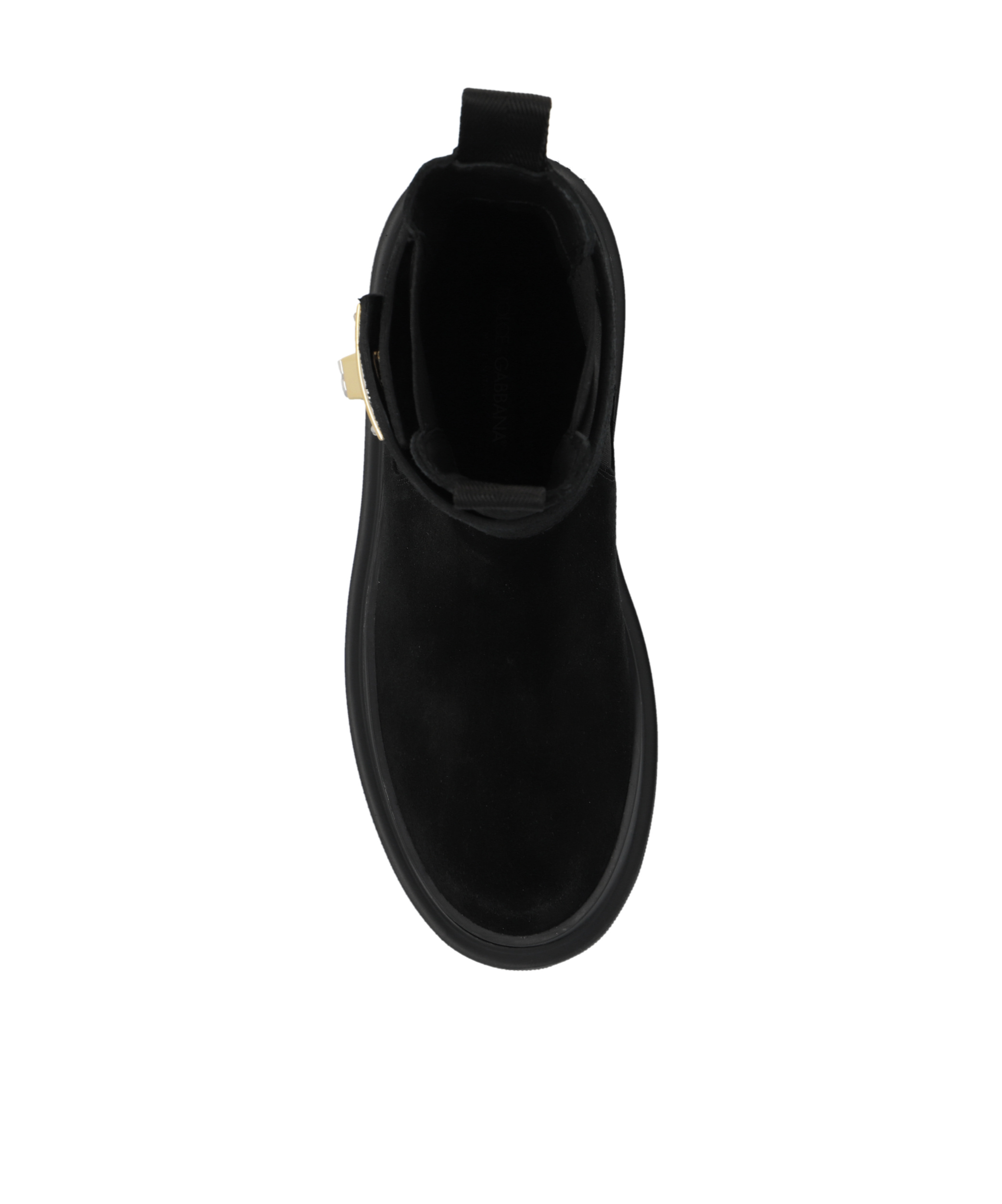 Dolce & Gabbana Calfskin Ankle Boots With Branded Strap In Black