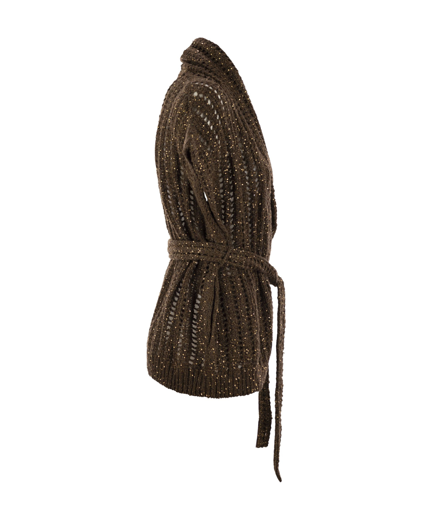 Brunello Cucinelli Women's Dazzling Silk And Linen Perforated Rib Cardigan In Black