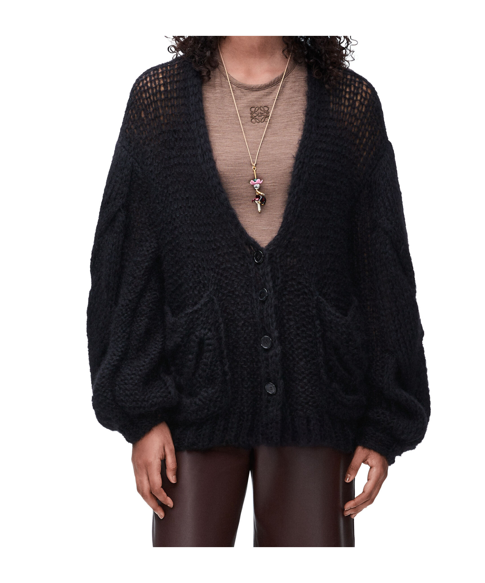 Loewe Anagram Cardigan In Mohair In Black