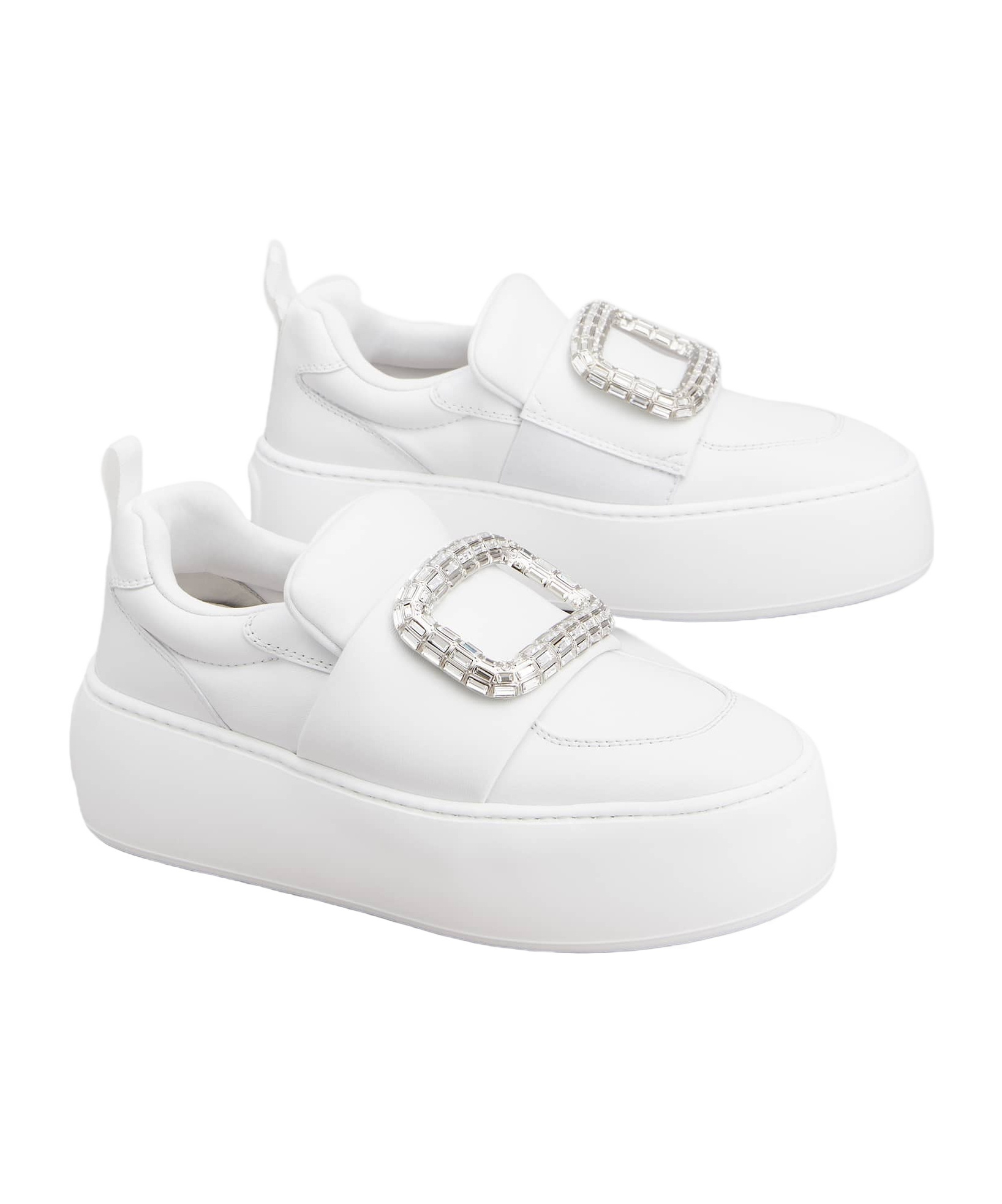 Roger Vivier Viv' Up Sneakers In Leather In White