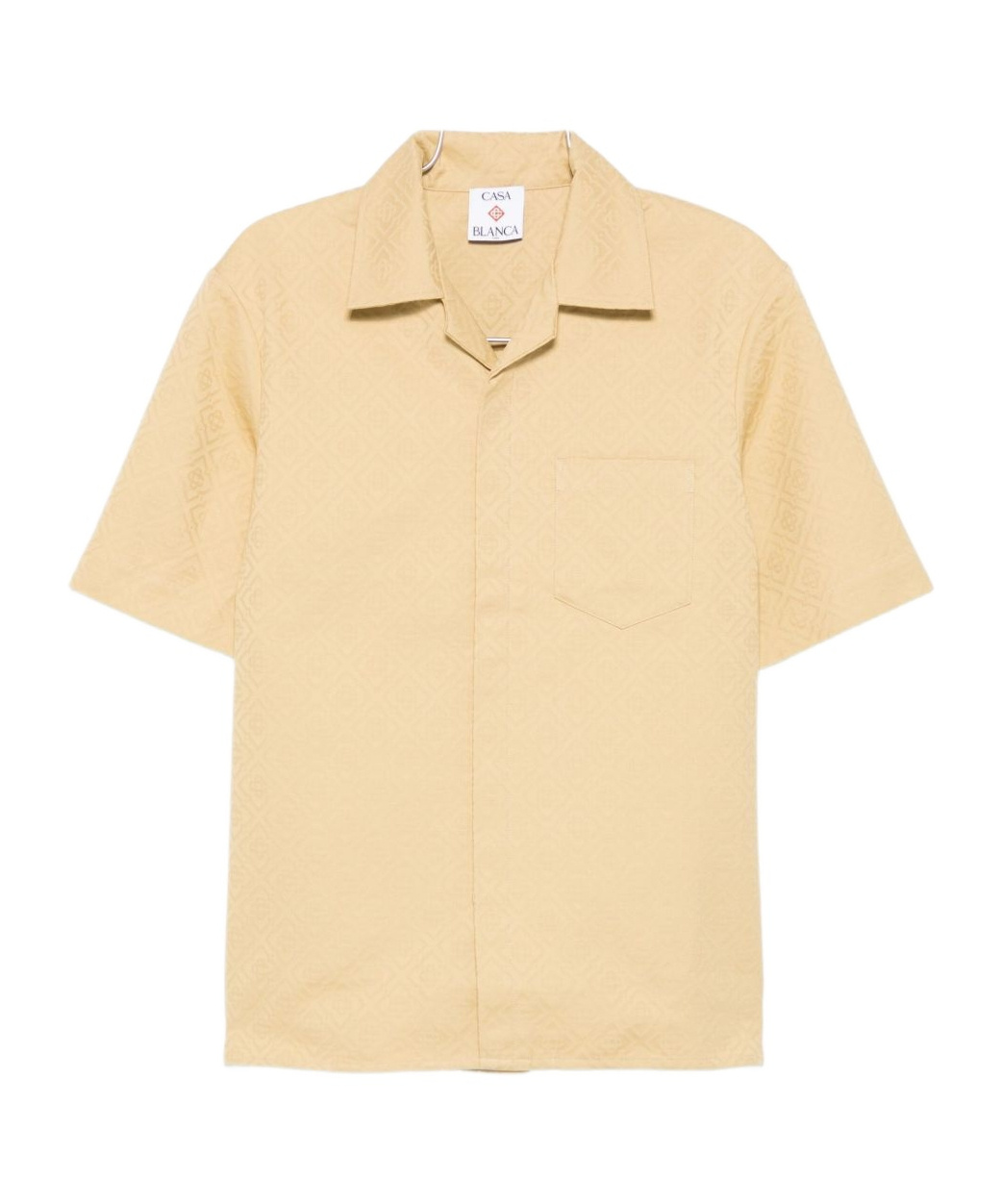 Casablanca Mens Beige Cuban-collar Monogram Cotton Shirt Xl In Nude
