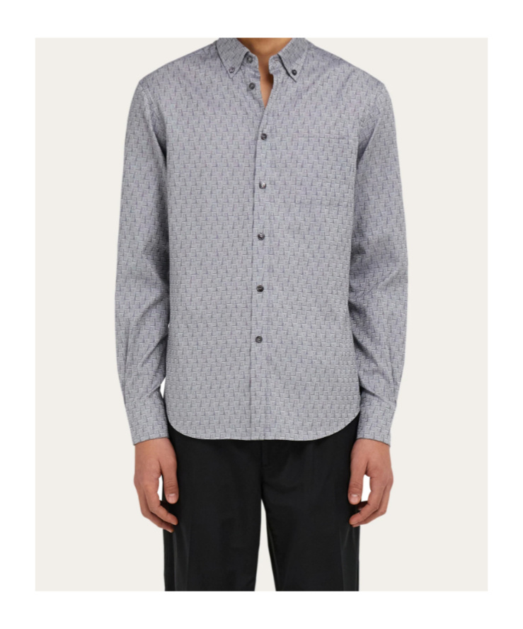 Ferragamo Monogram Shirt In Gray