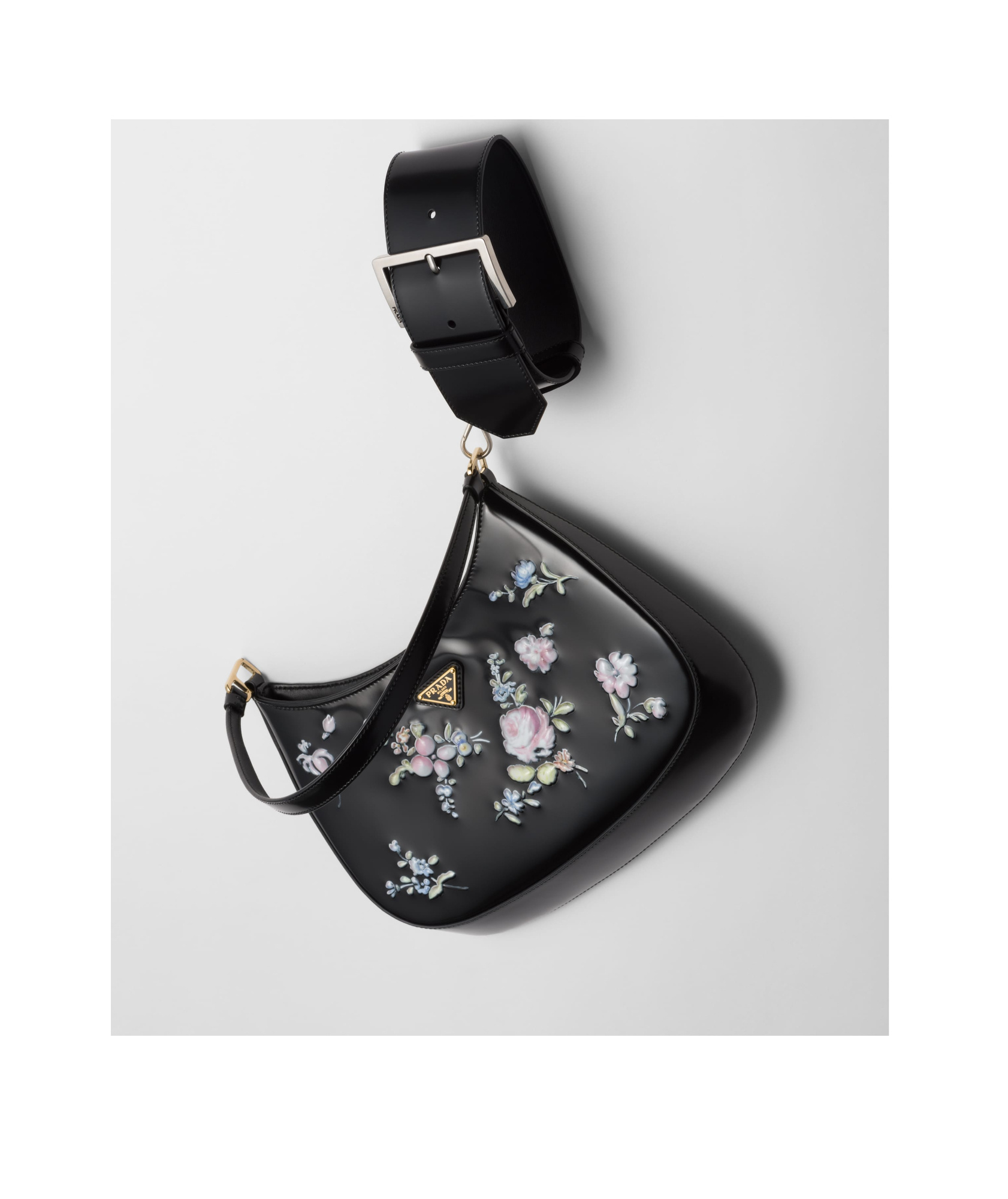 Prada Black Leather Cleo Shoulder Bag In Black