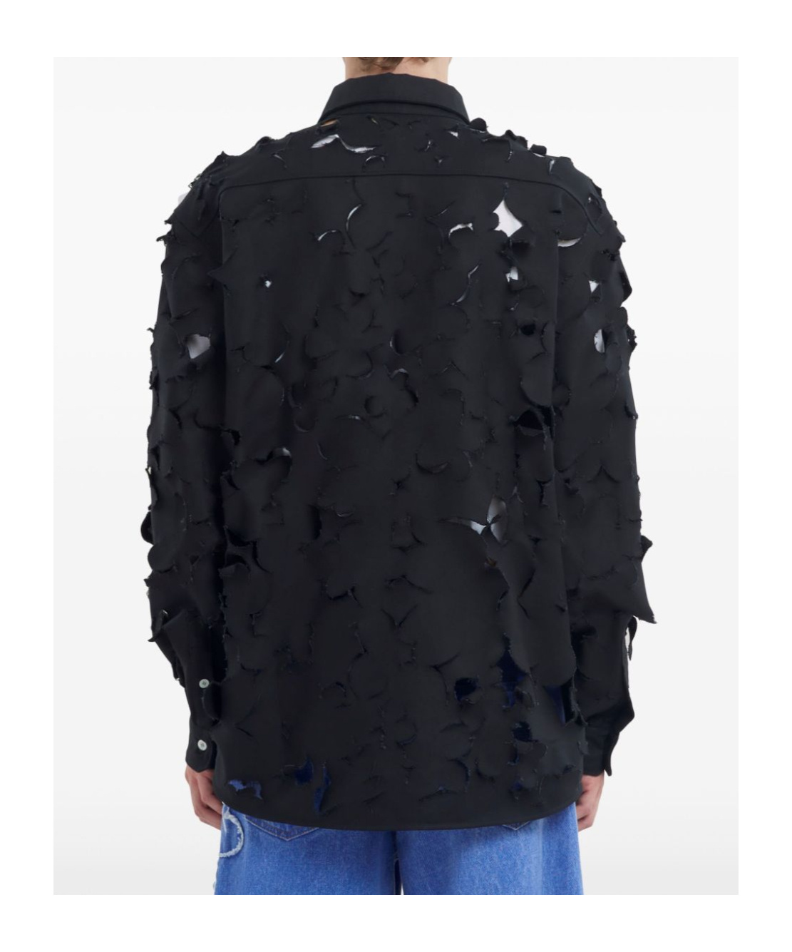 Shop Marni Black Cotton Boxy Fit Shirt With Cut Out Detail