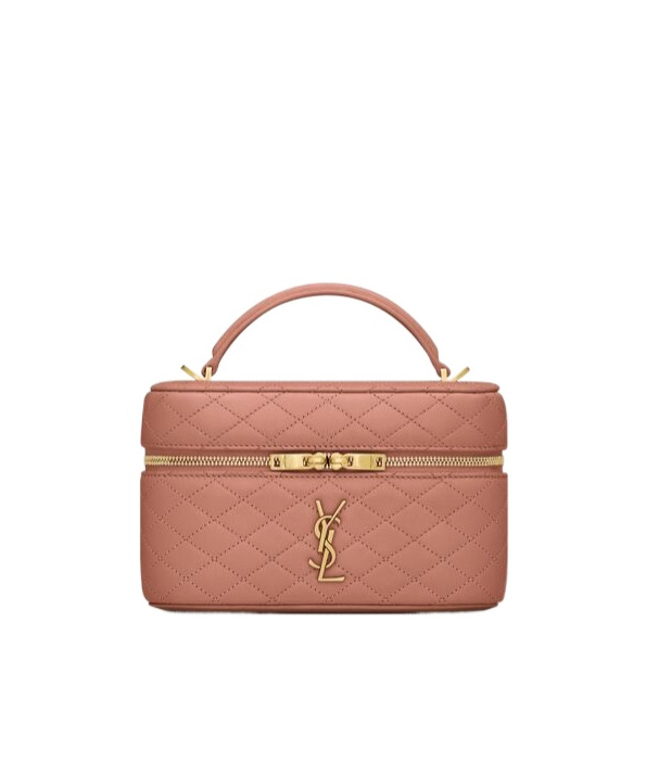 Saint Laurent Zippered Cosmetic Bag In Brown