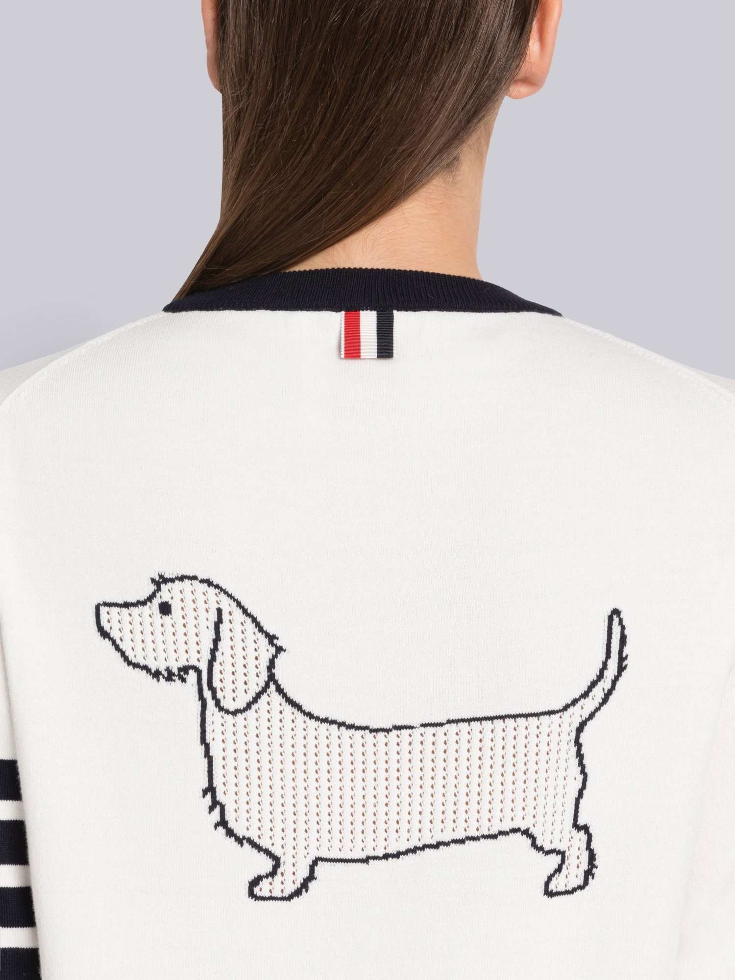 Thom Browne White Intarsia Hector Icon 4-bar Dress In White