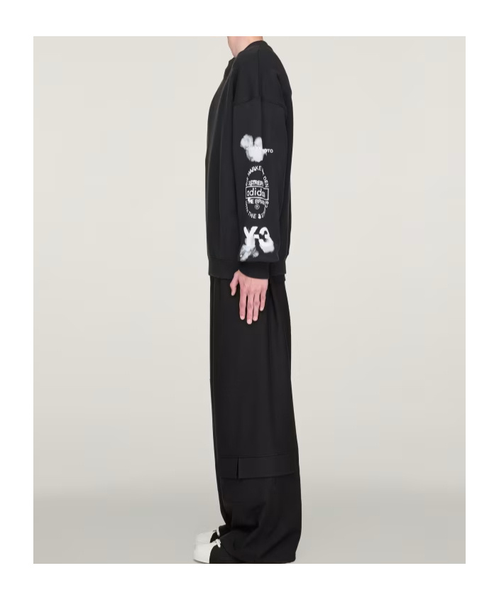 Y-3 Adidas Cloud-print Crew-neck Sweatshirt Clothing In Black