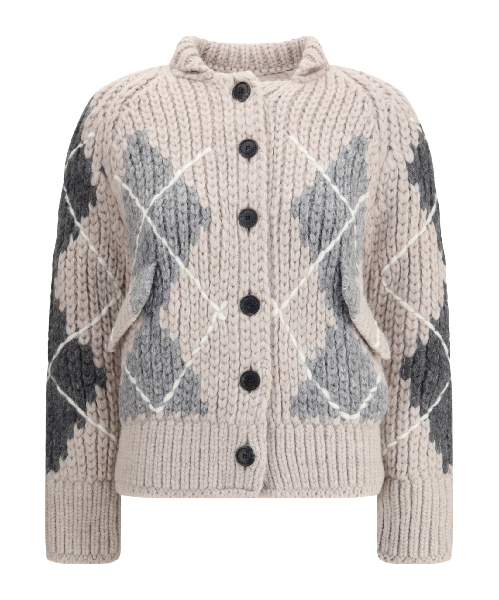 Ermanno Scervino Argyle-pattern Knitted Cardigan In Neutral