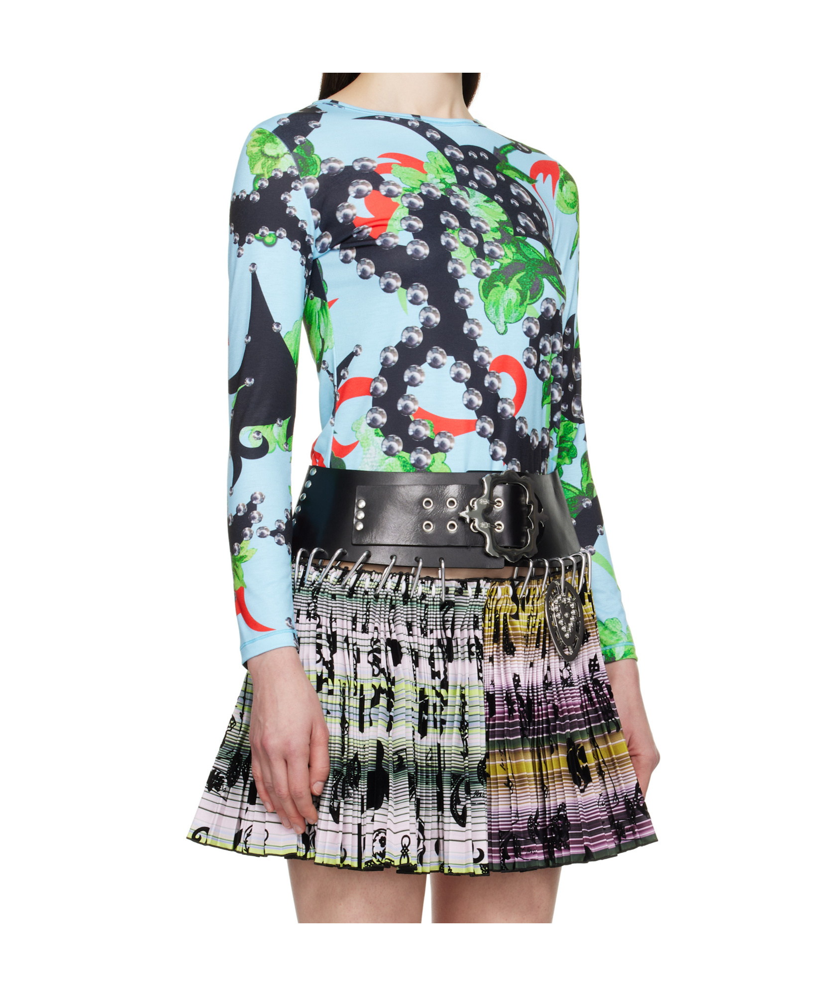 Chopova Lowena Blue Spangle Tangle Fitted Jersey T-shirt In Multicolor