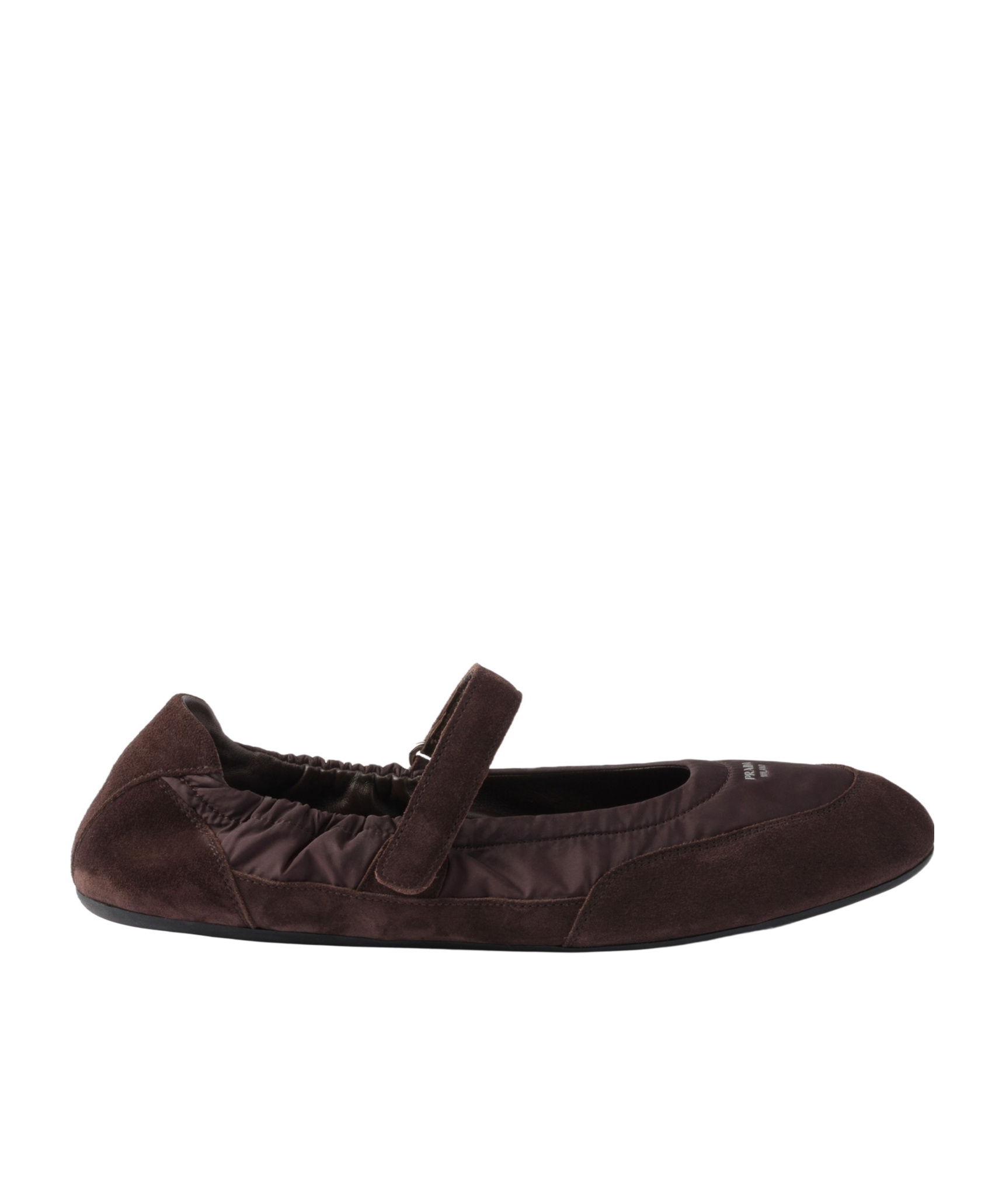 Prada Collapse Re-nylon And Suede Ballet Flats In Brown
