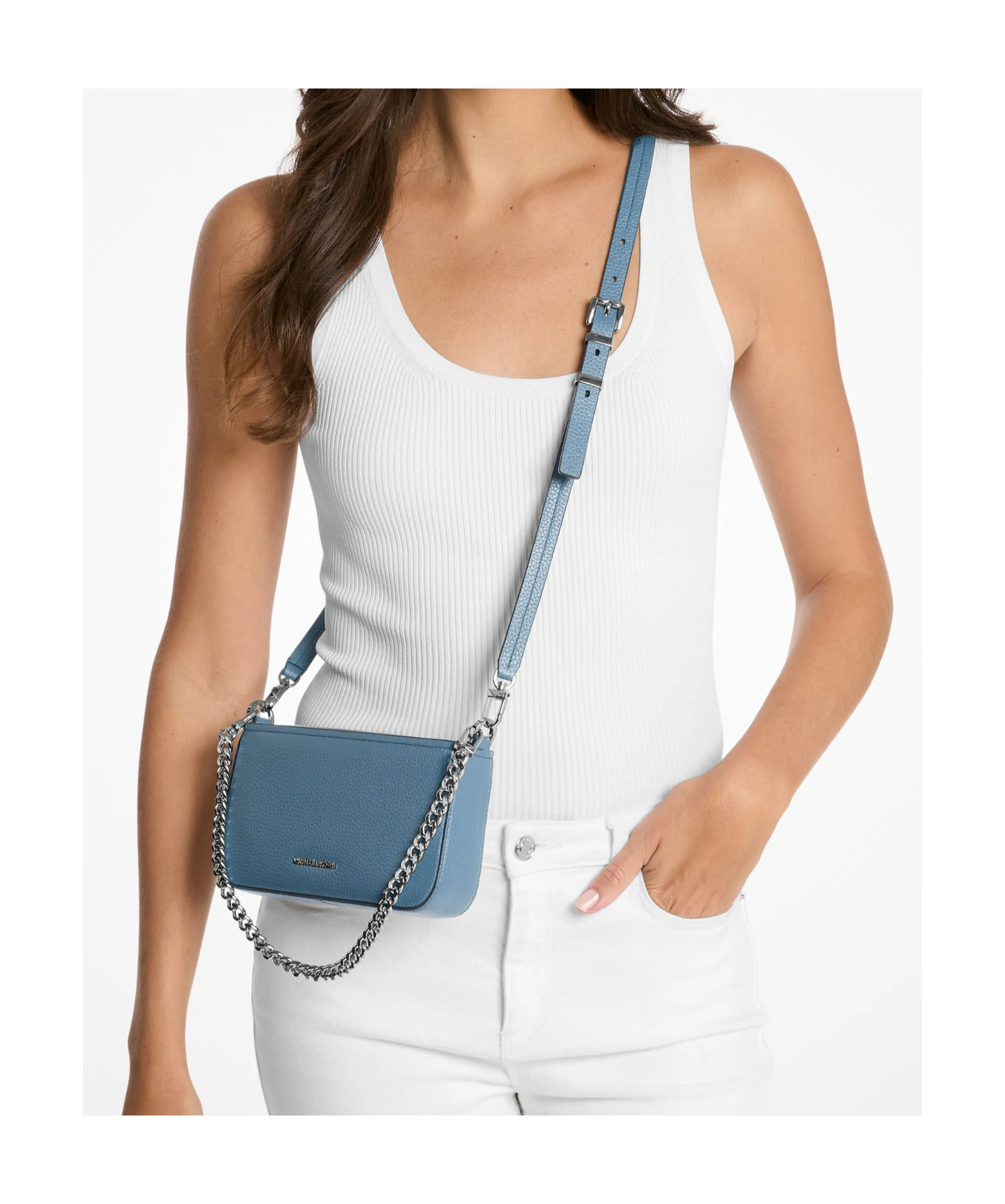 Michael Kors Bryant Small Diagonal Span Bag In Blue