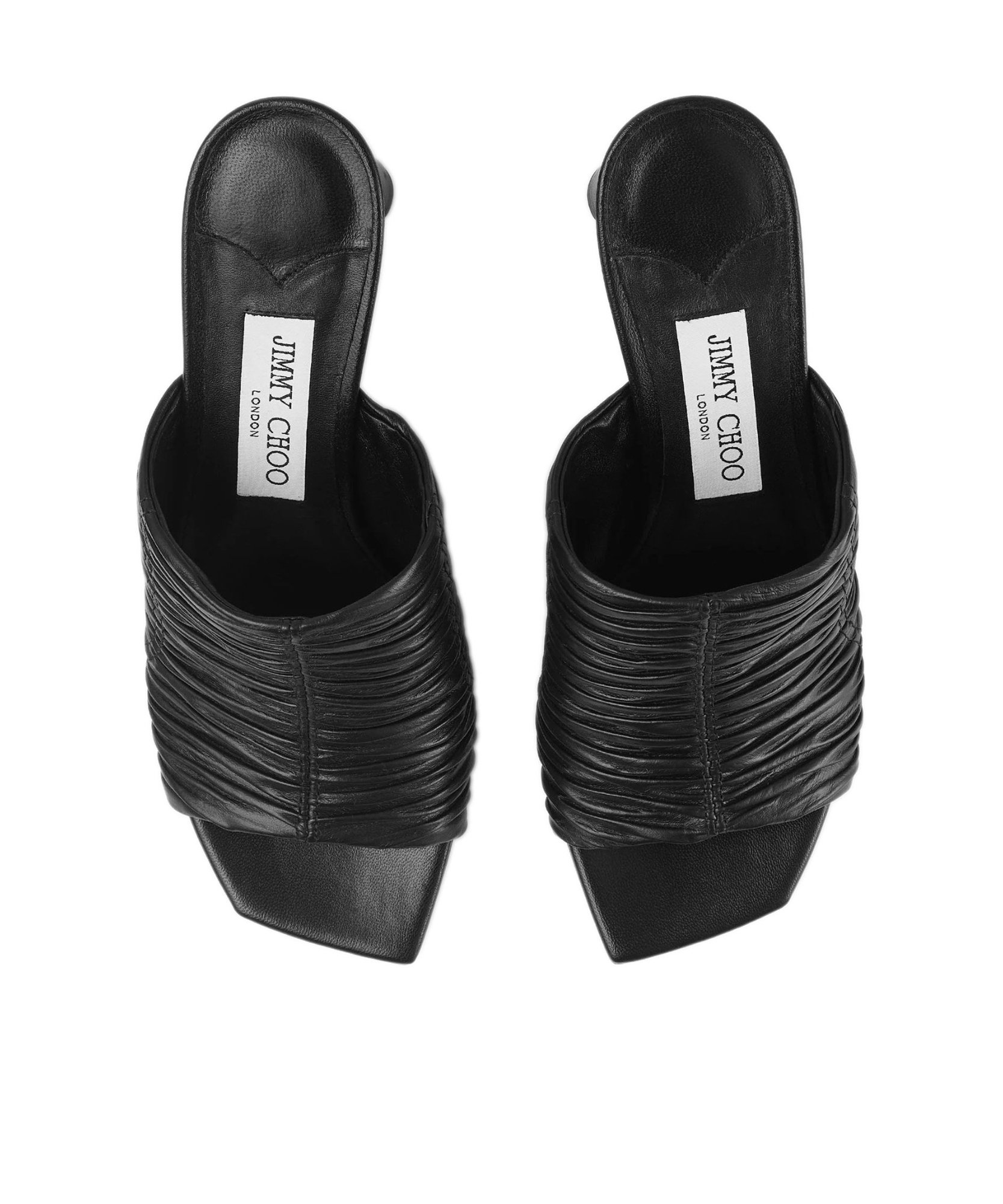 Jimmy Choo Lua Ruched Leather Mule Sandals In Black