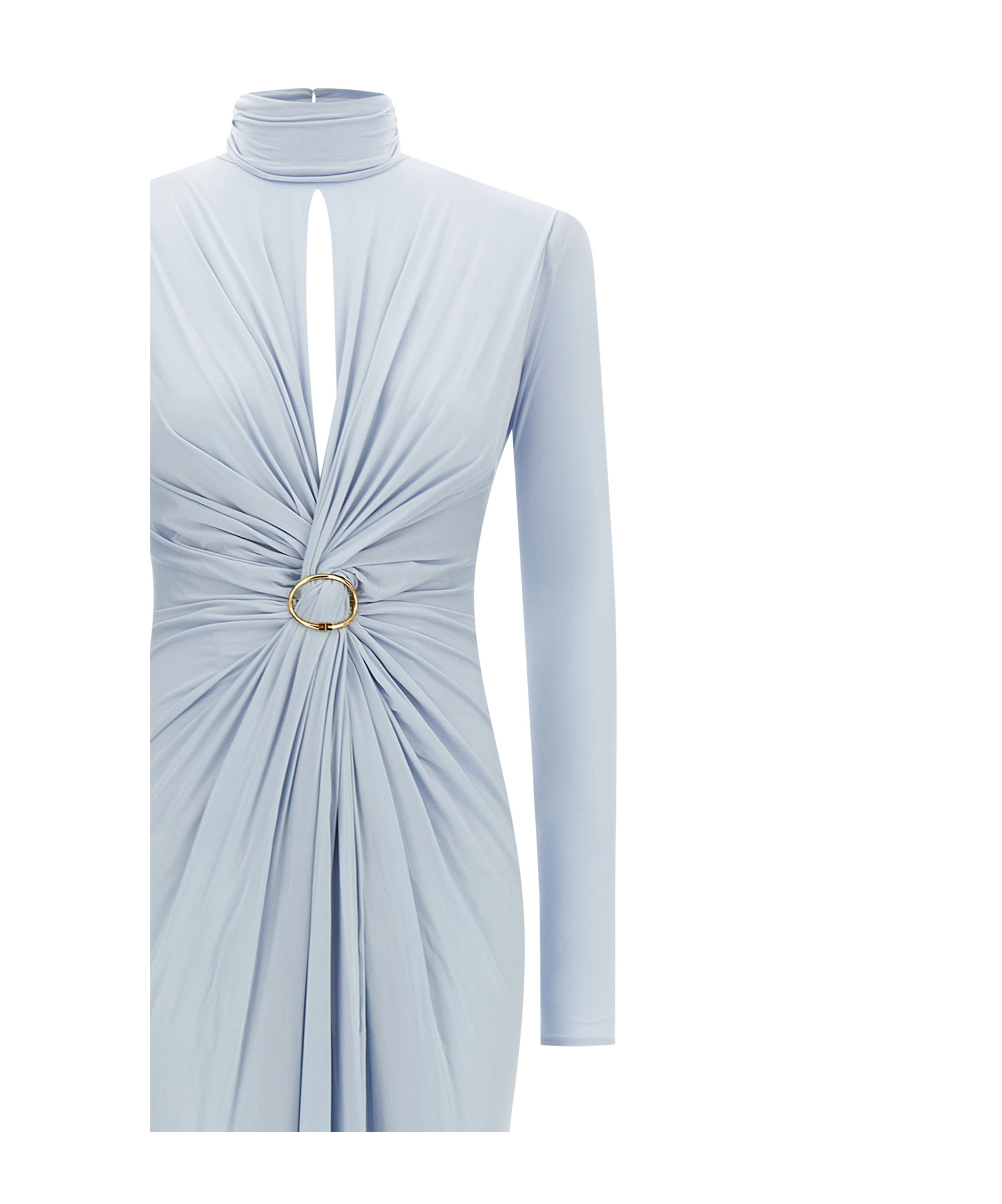 Elisabetta Franchi Light Blue Red Carpet Long Dress In Blue