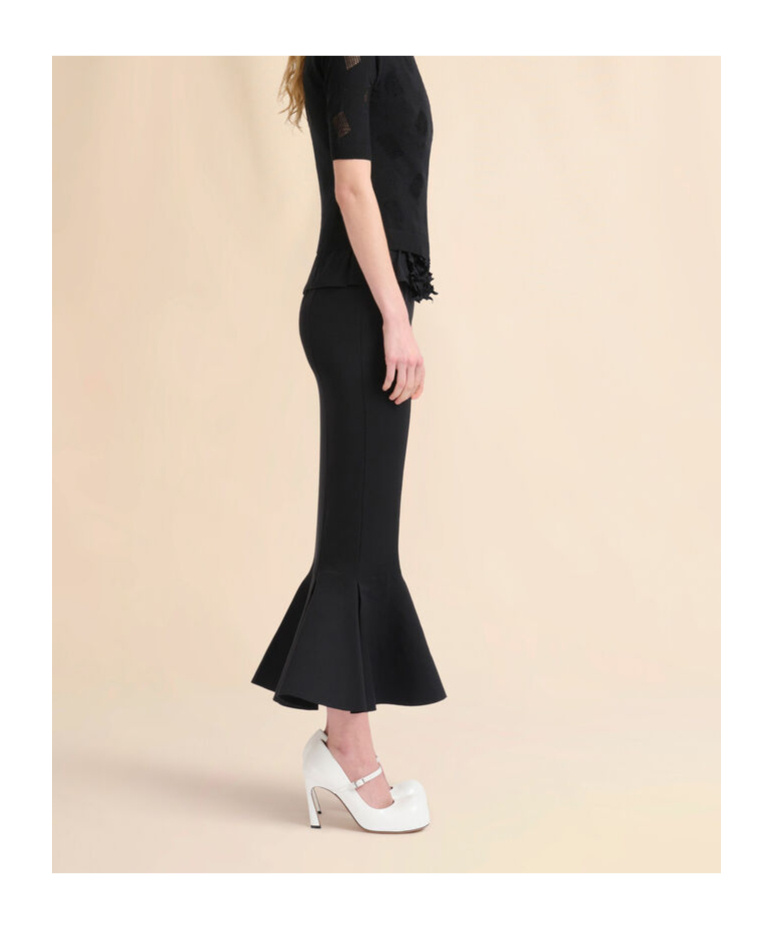 Marni Peach Jersey Skirt With Mermaid Hem In Black