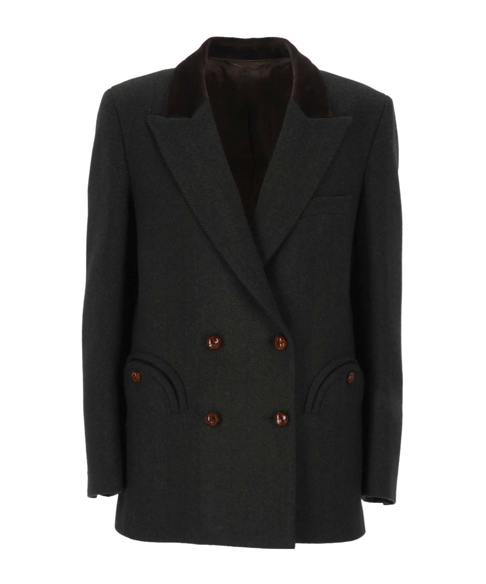 Blazé Milano Herringbone Double-breasted Jacket In Black