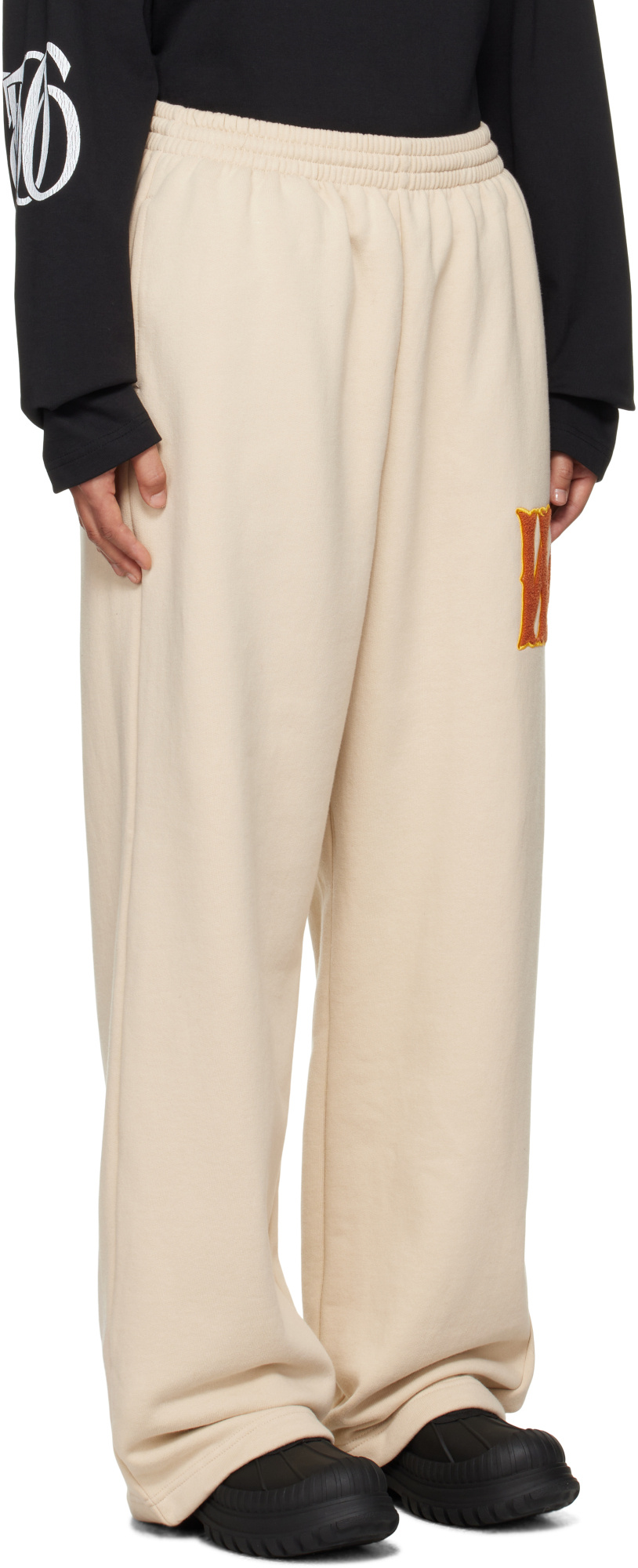 We11 Done Logo-patch Track Pants In Nude