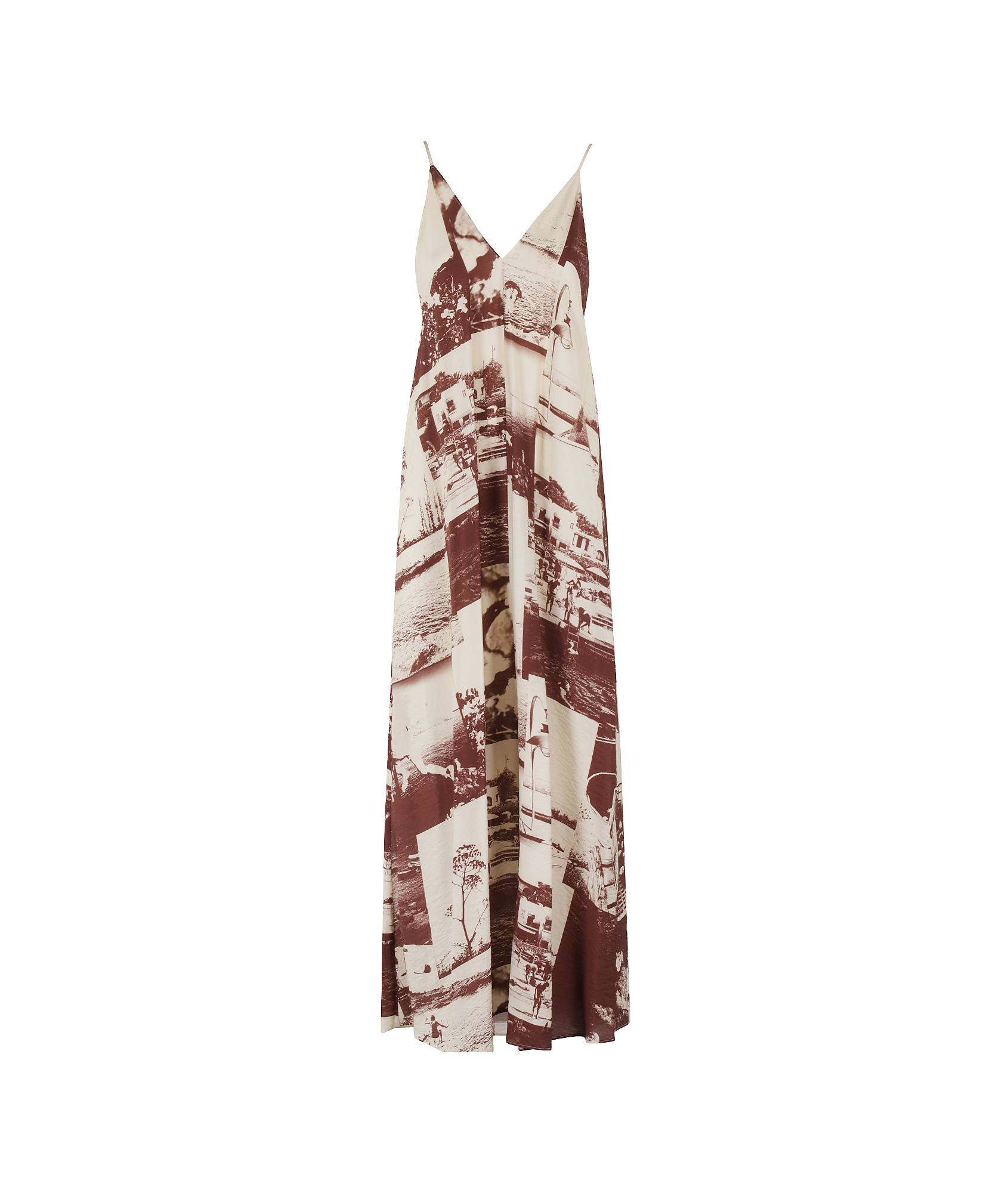 Shop Alysi Graphic Printed V-neck Slip Dress In Nude