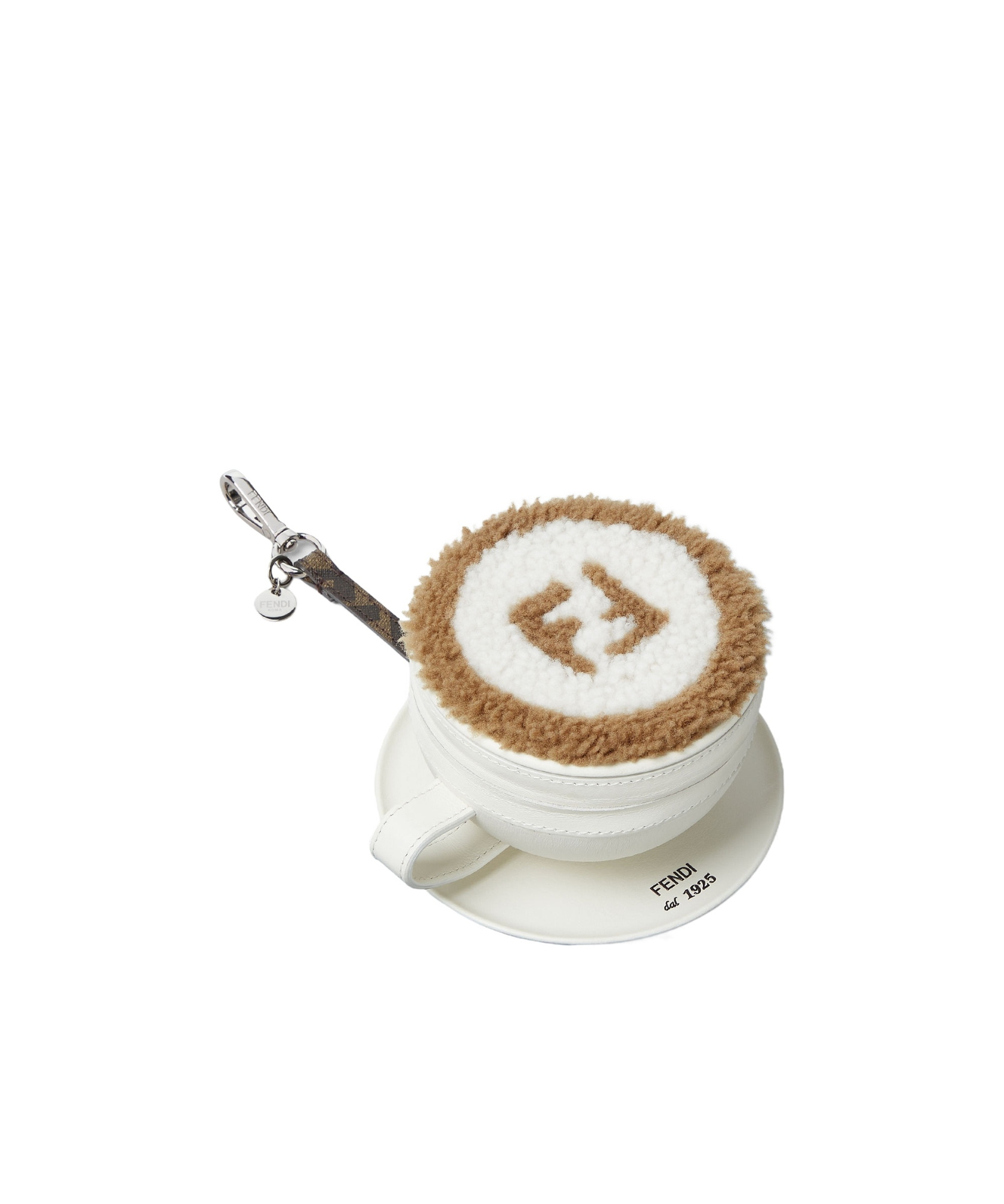 Fendi White Leather And Multicolored Shearling Charm In Multi