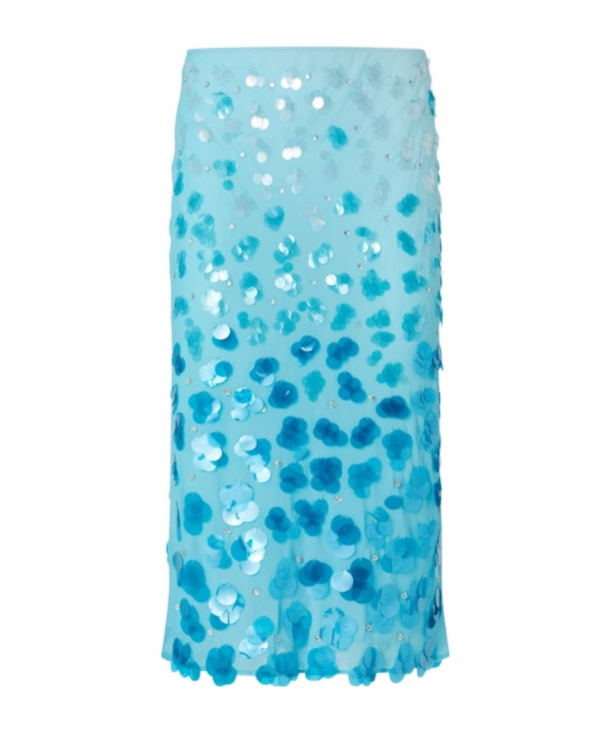 Pinko Sequinned Midi Skirt In Blue