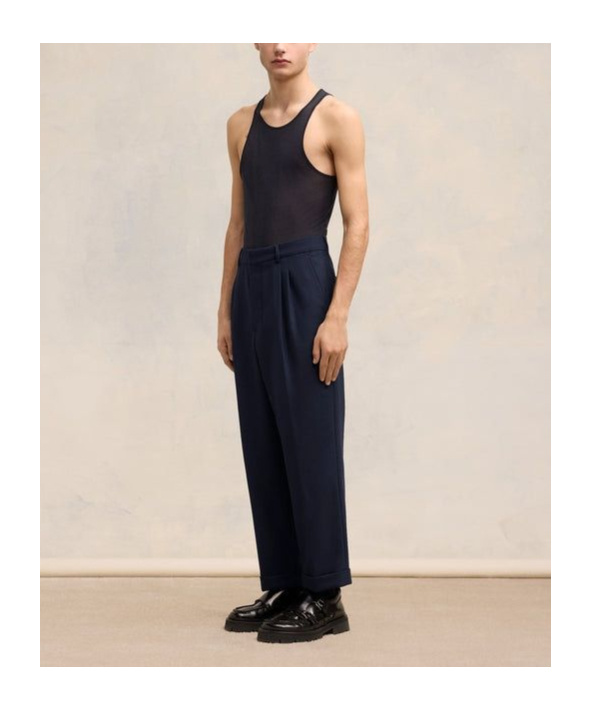 Shop Ami Alexandre Mattiussi Ami Pleated Dress Pants In Black