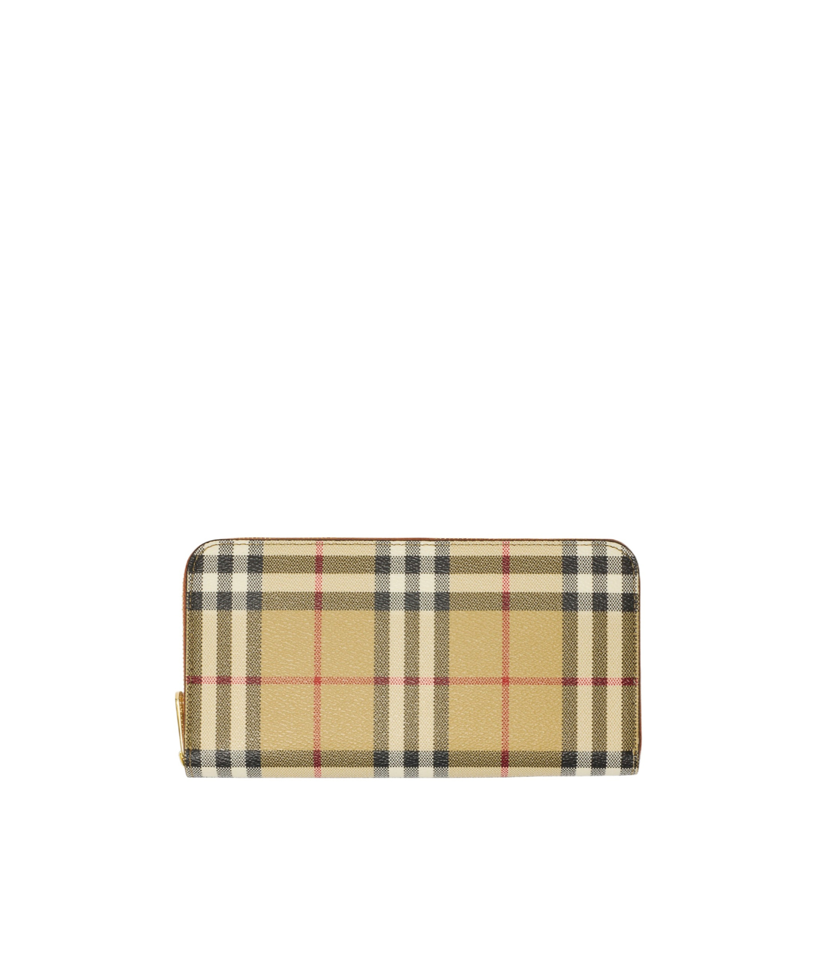 Burberry Check Zip Wallet In Brown
