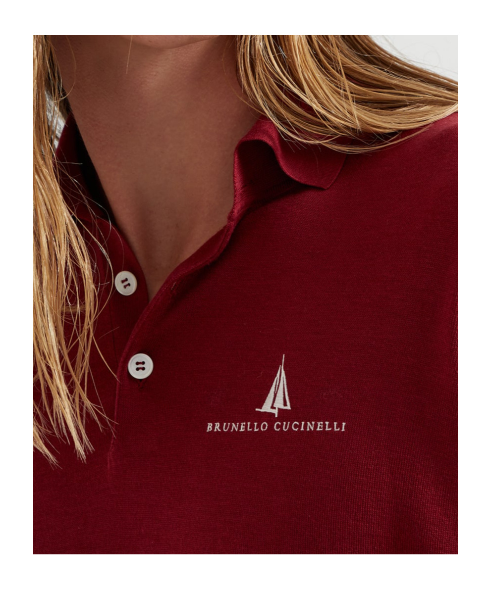 Brunello Cucinelli Slim-fit Logo-embroidered Silk And Cotton-blend Polo Shirt In Red
