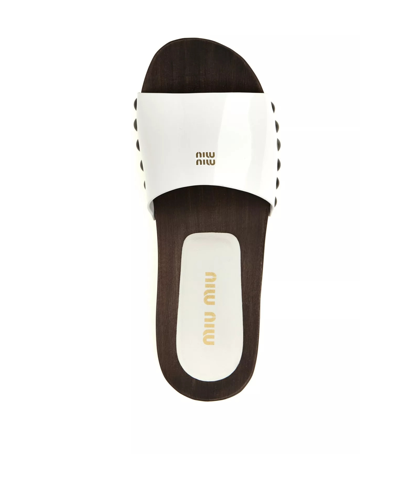 Miu Miu Leather Logo Slide Clogs In White