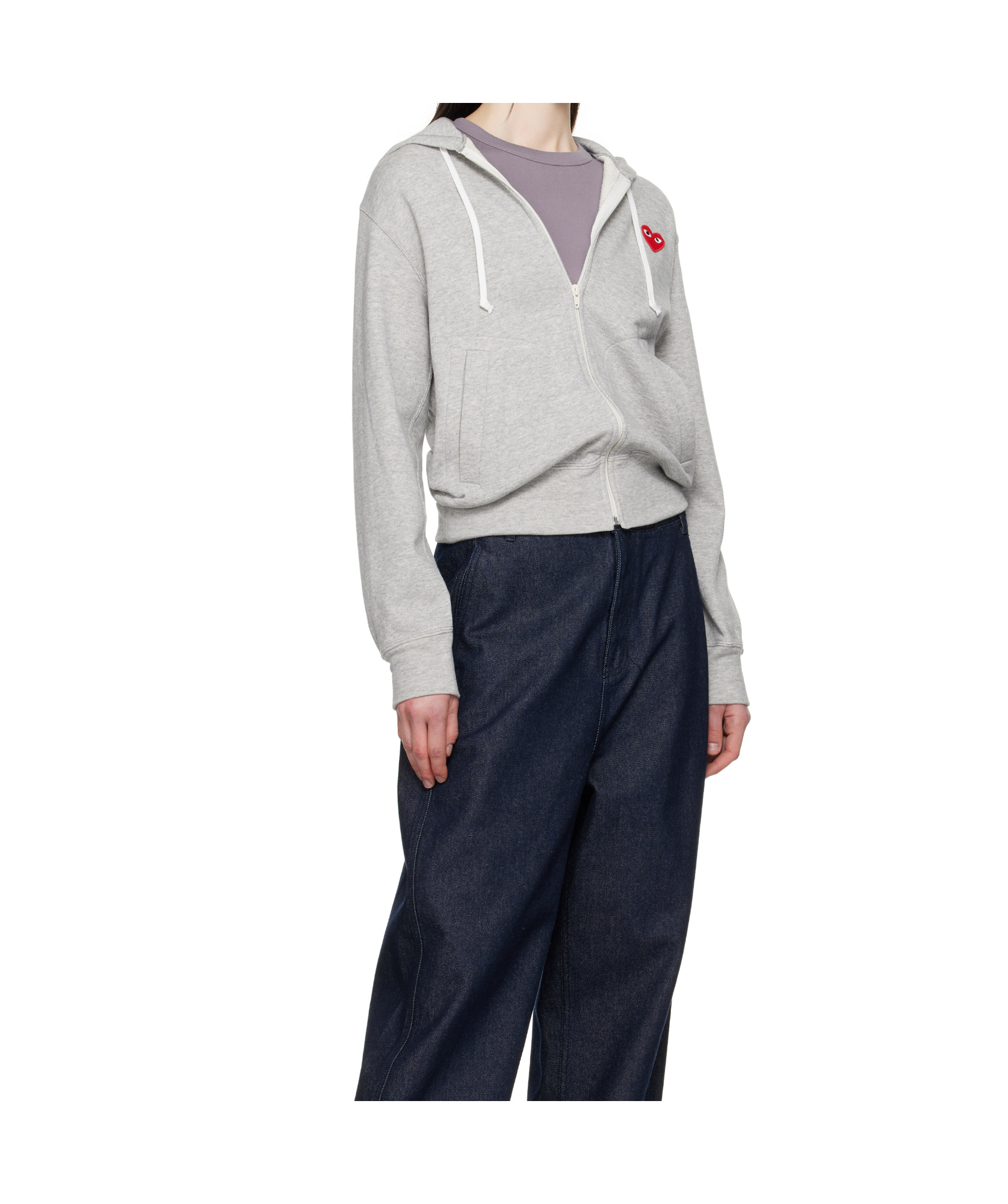 Shop Comme Des Garçons Play Small Heart Hoodie In Grey