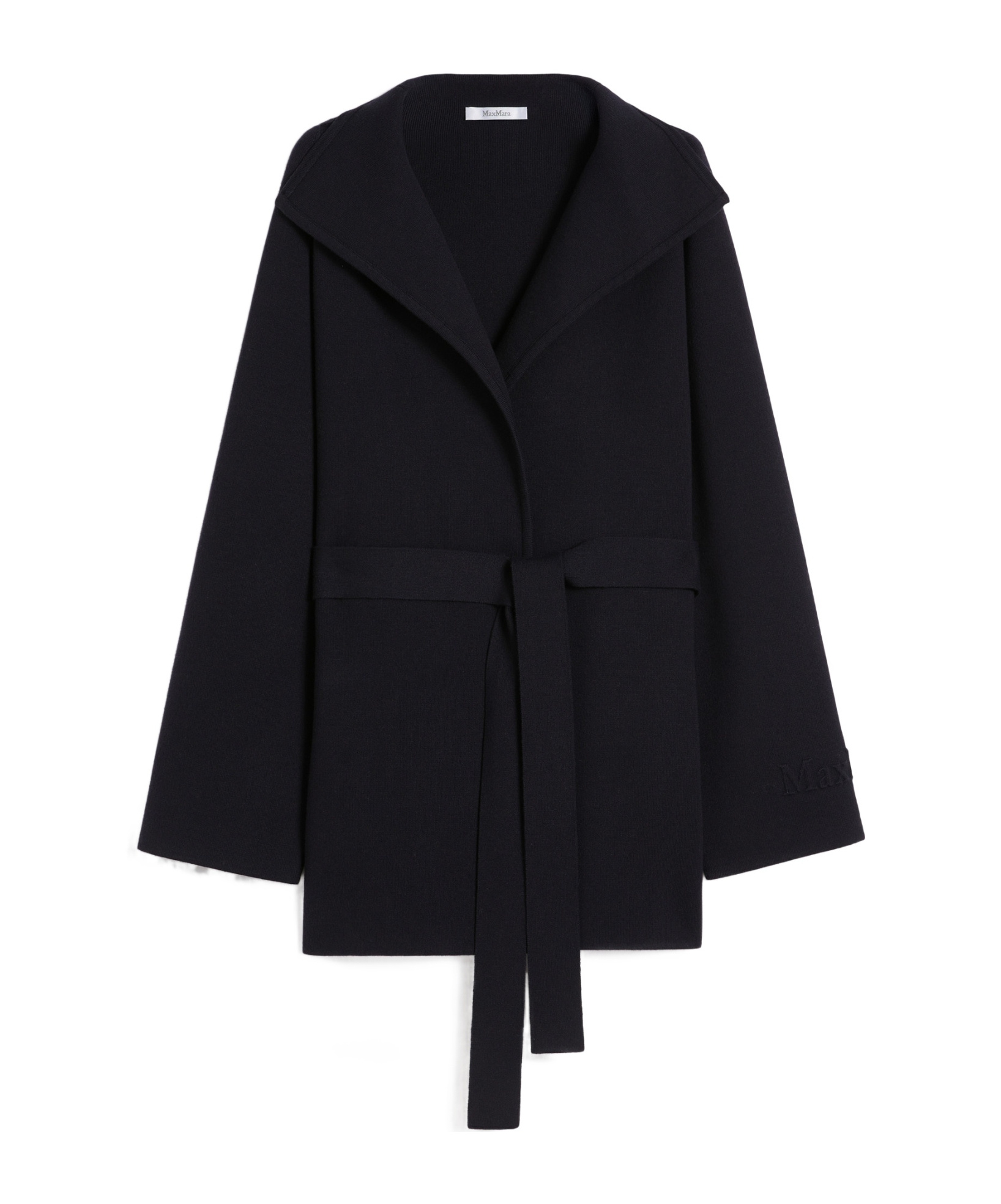Max Mara Belted Wool Coat In Blue