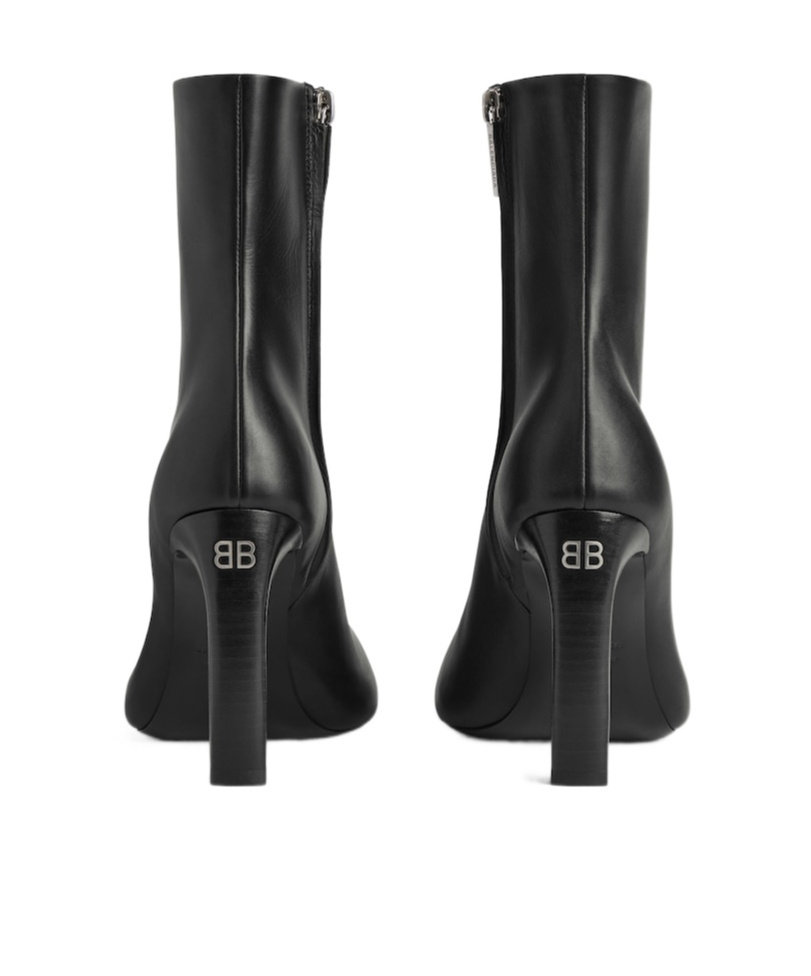 Balenciaga Black Leather Fargo H100 Bootie In Black