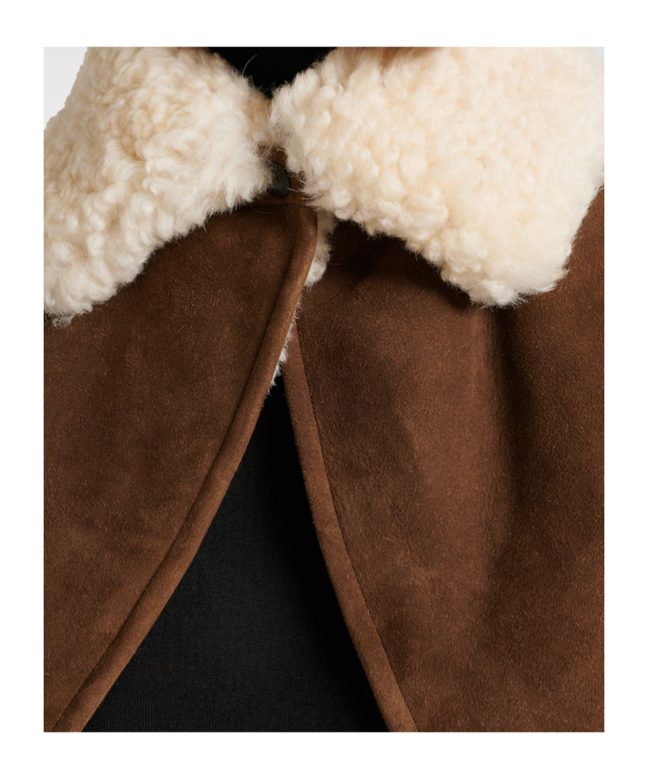 Alaïa Wool Trim Leather Jacket In Brown