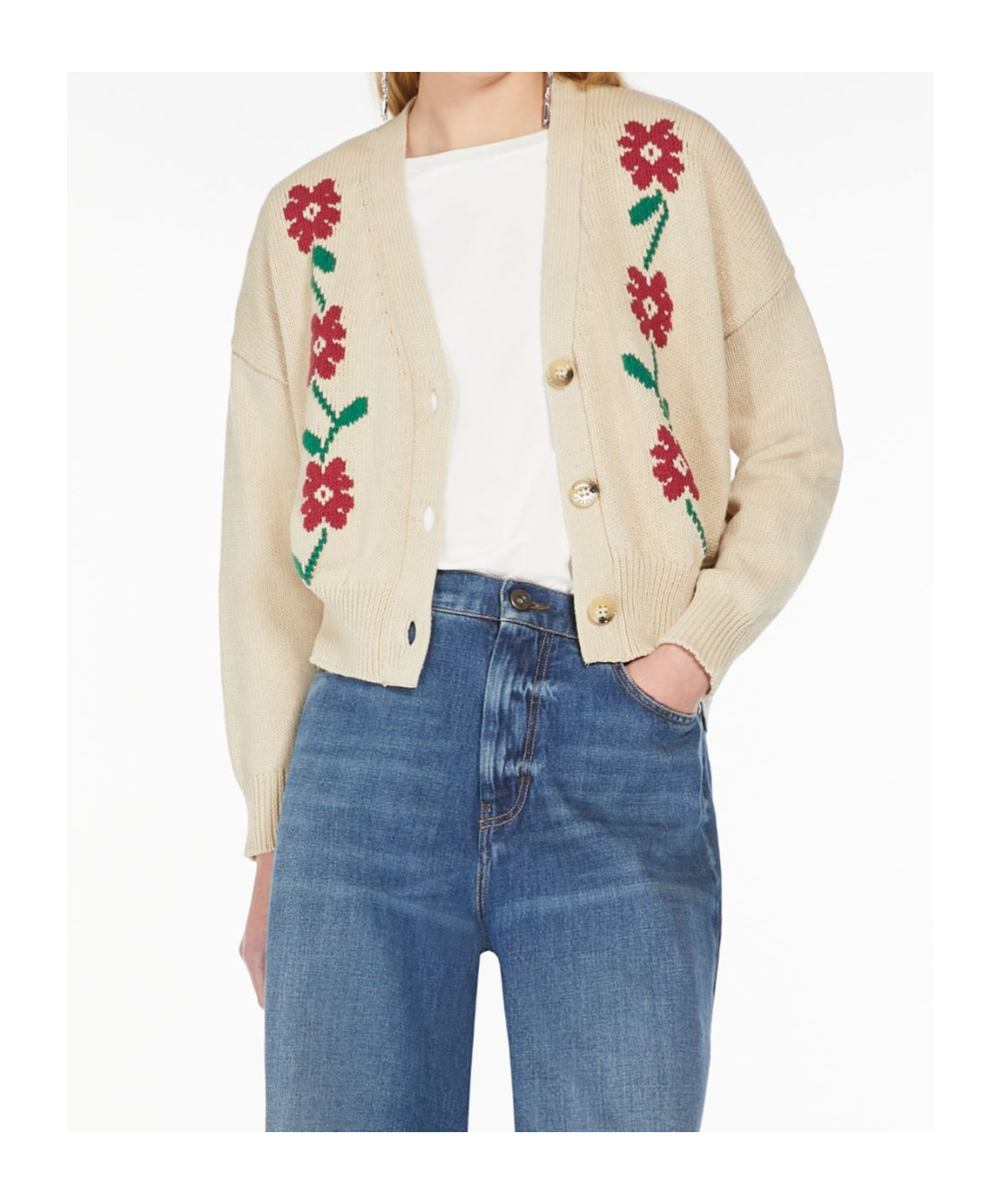 Weekend Max Mara Cardigan With Inlaid Details In Nude