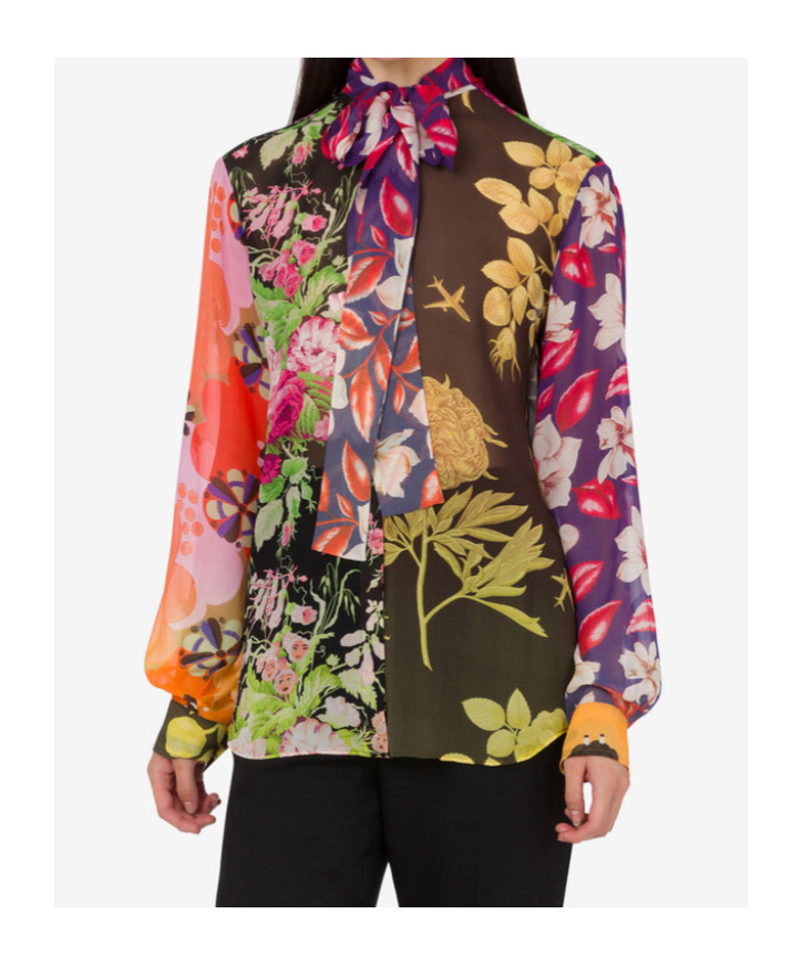 Moschino Printed Silk Georgette Shirt In Multi