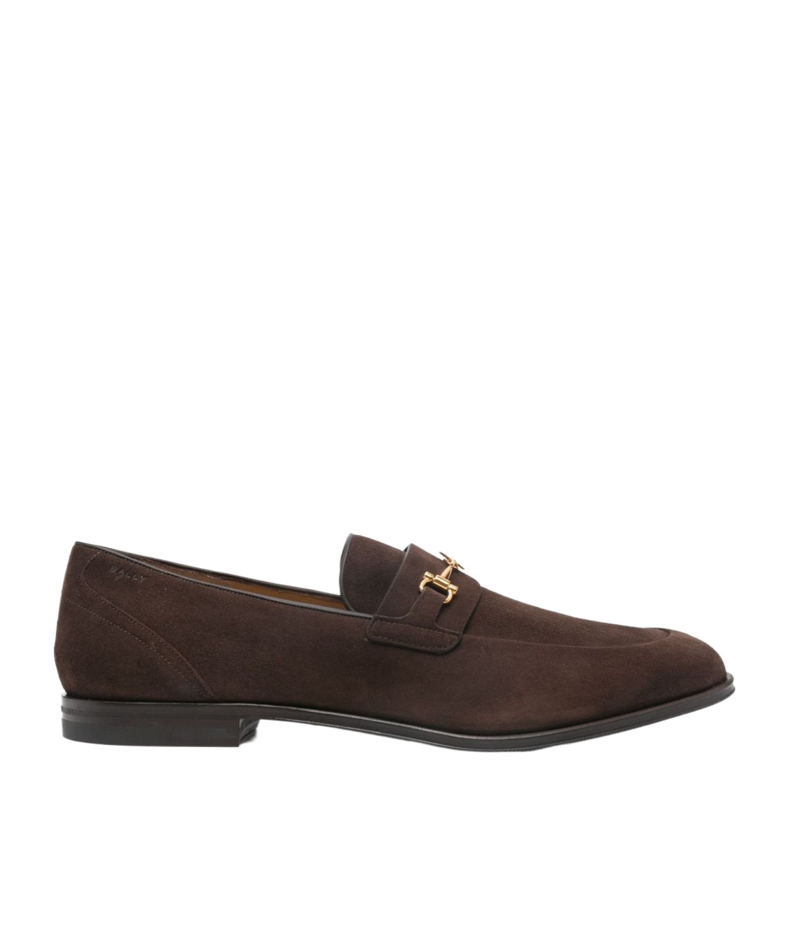 Bally Stacked Heel Suede Loafers Gold Hardware In Brown