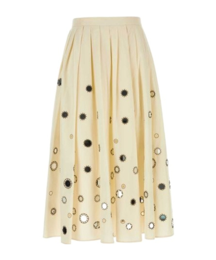 Prada Gonna In Cotone Crema Donna In Neutral Color