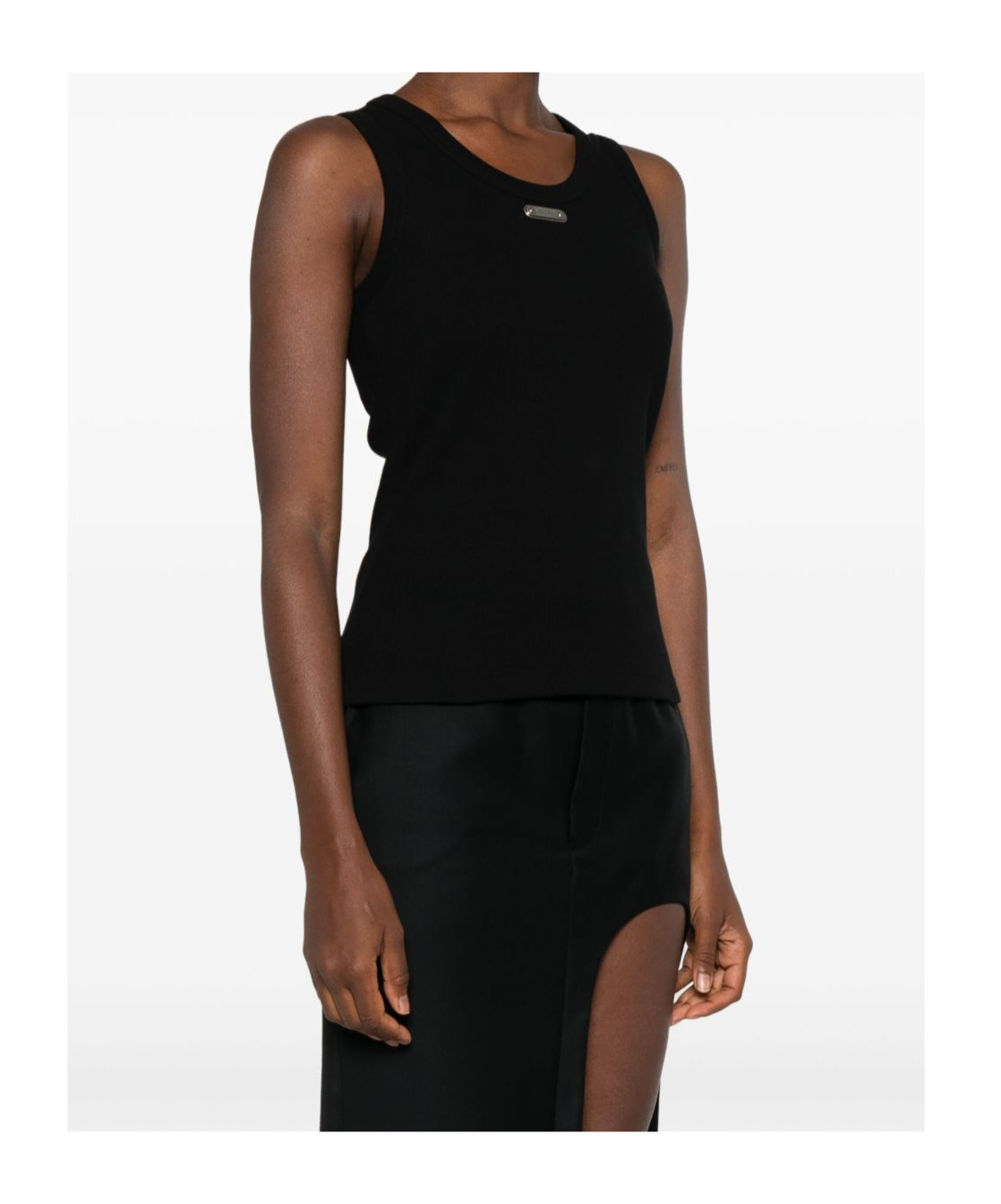 Alexander Mcqueen Ribbed Texture Sleeveless Top In Black